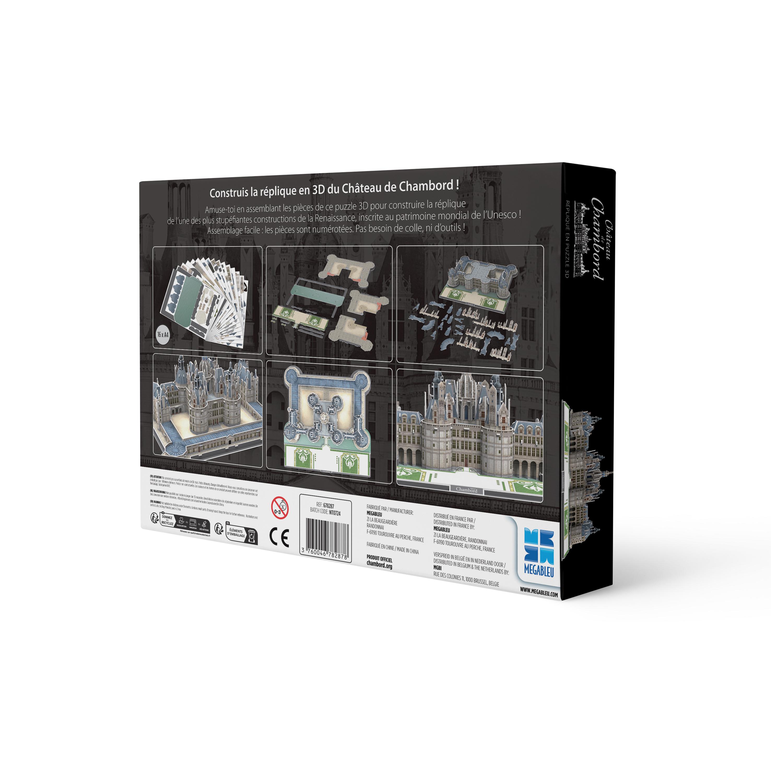 Voir la diapositive 3 : MEGABLEU Puzzle 3D 189 pièces Château de Chambord
