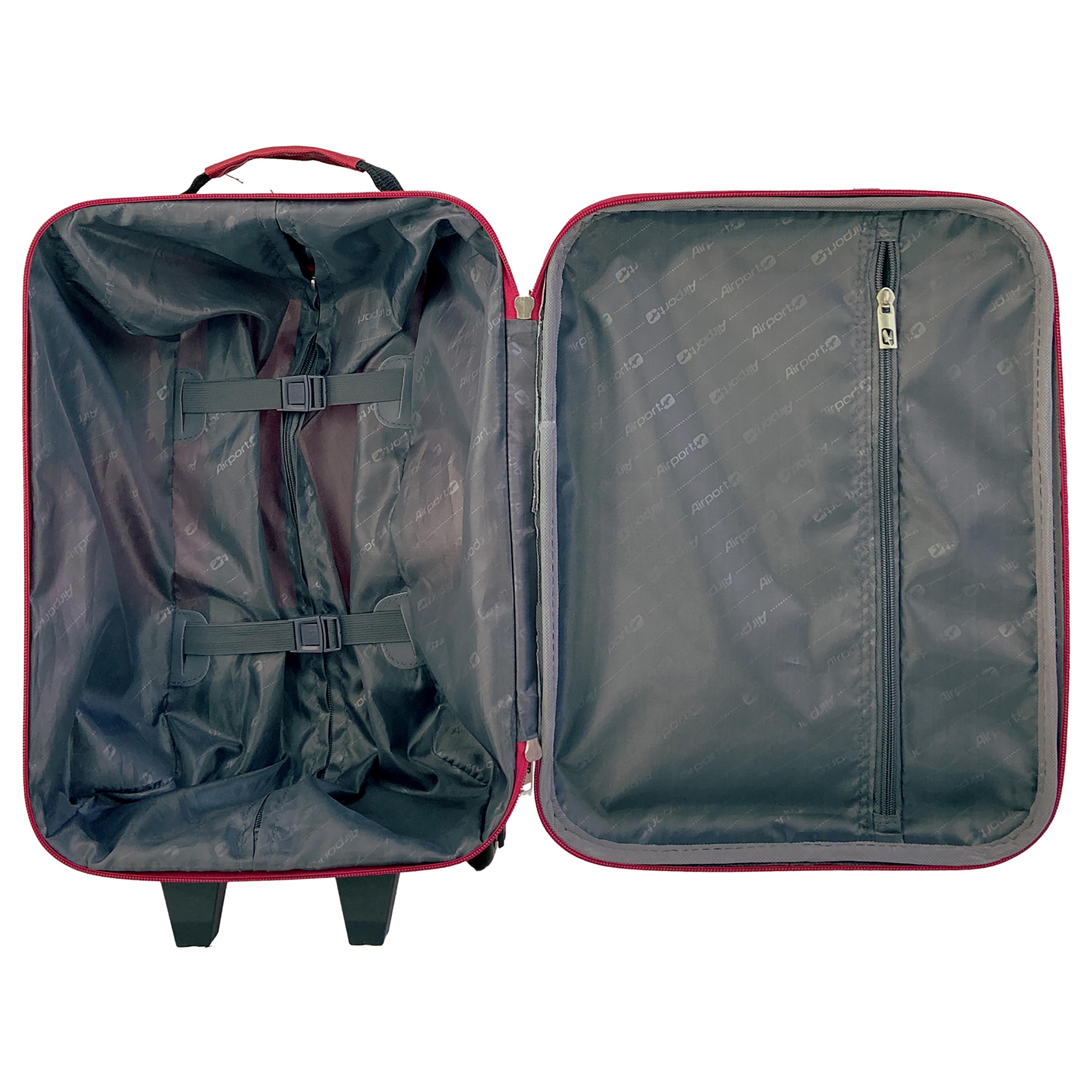 Voir la diapositive 6 : AIRPORT Valise souple polyester rouge 4 roues 45x29x18cm Rail