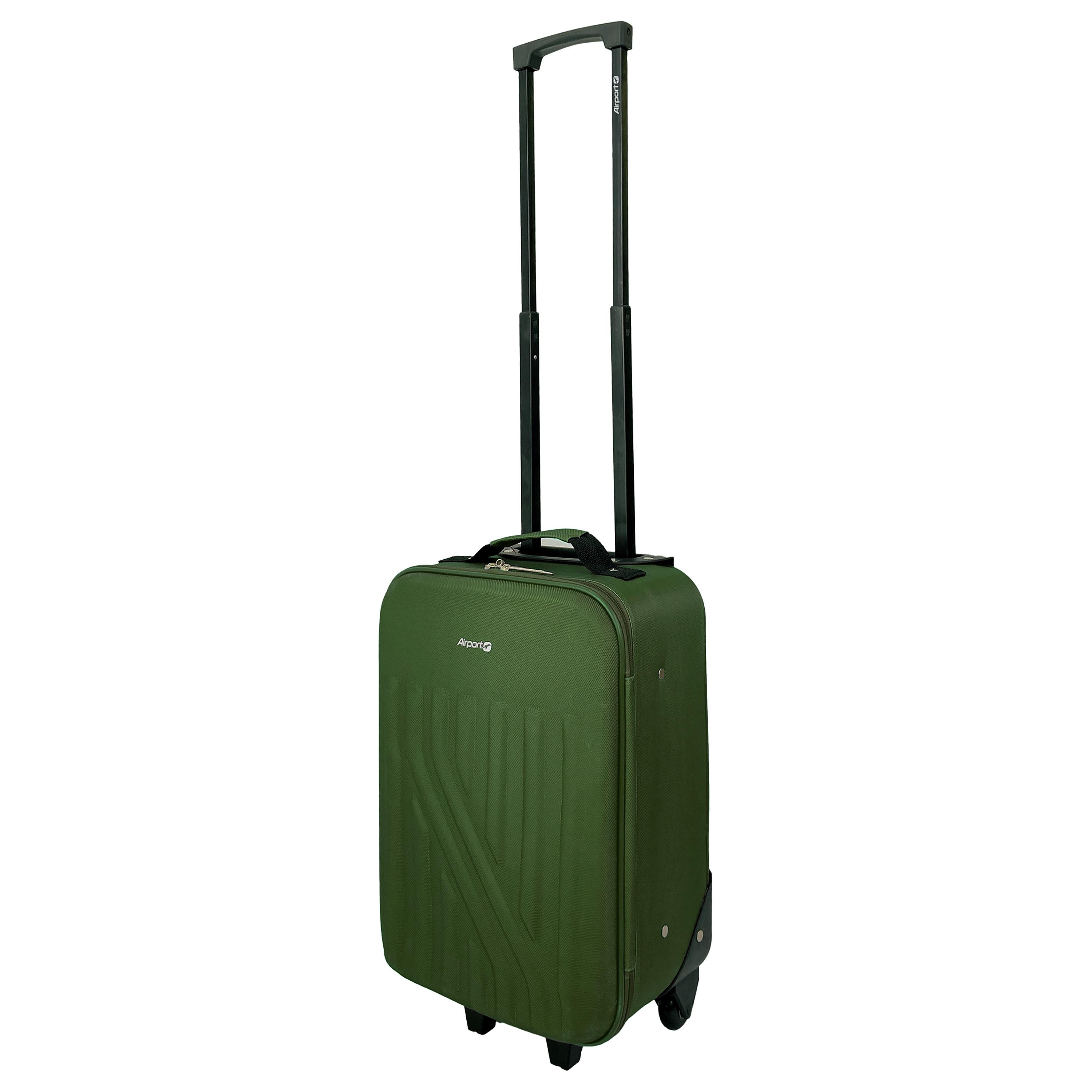 Voir la diapositive 2 : AIRPORT Valise souple polyester vert 4 roues 45x29x18cm Rail