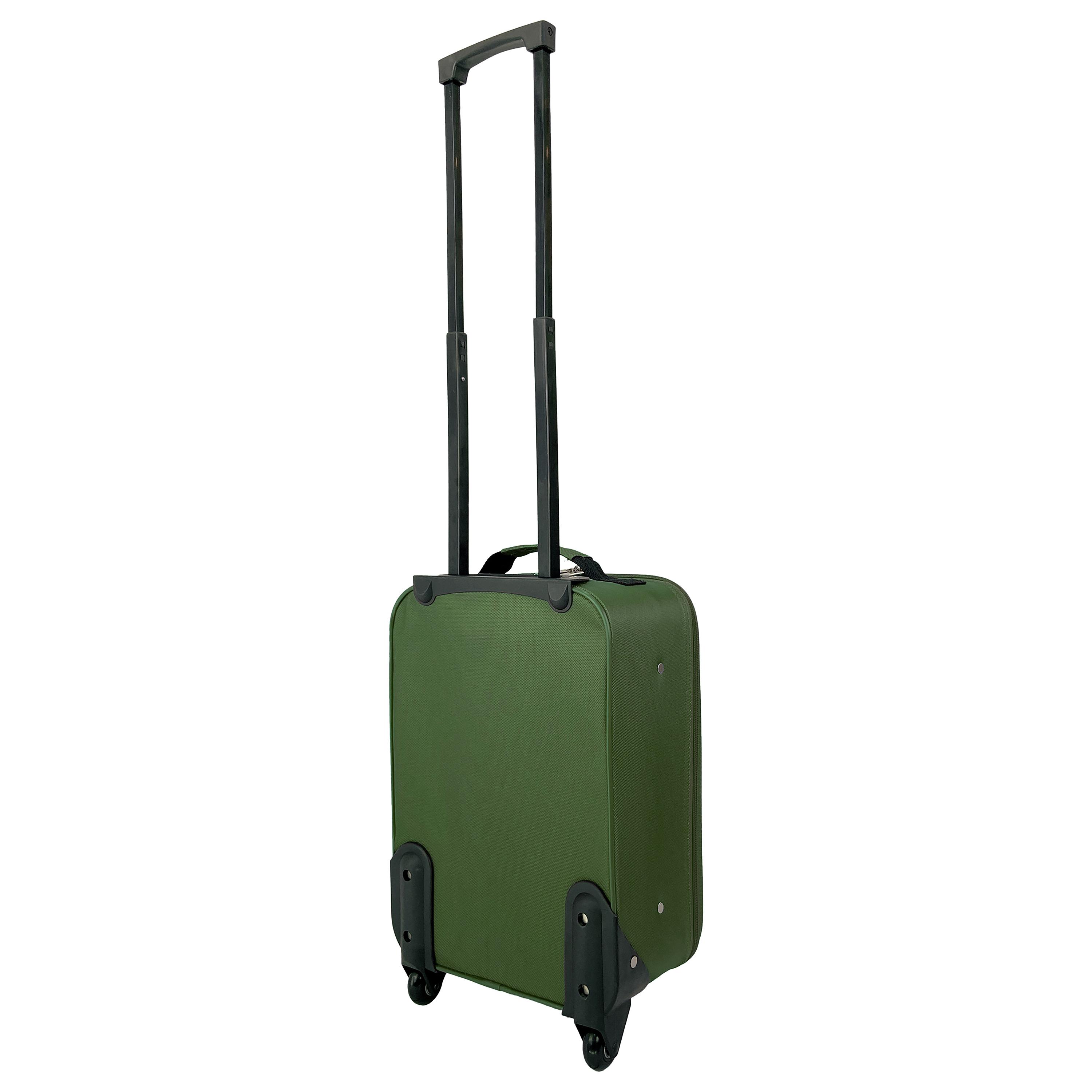Voir la diapositive 3 : AIRPORT Valise souple polyester vert 4 roues 45x29x18cm Rail