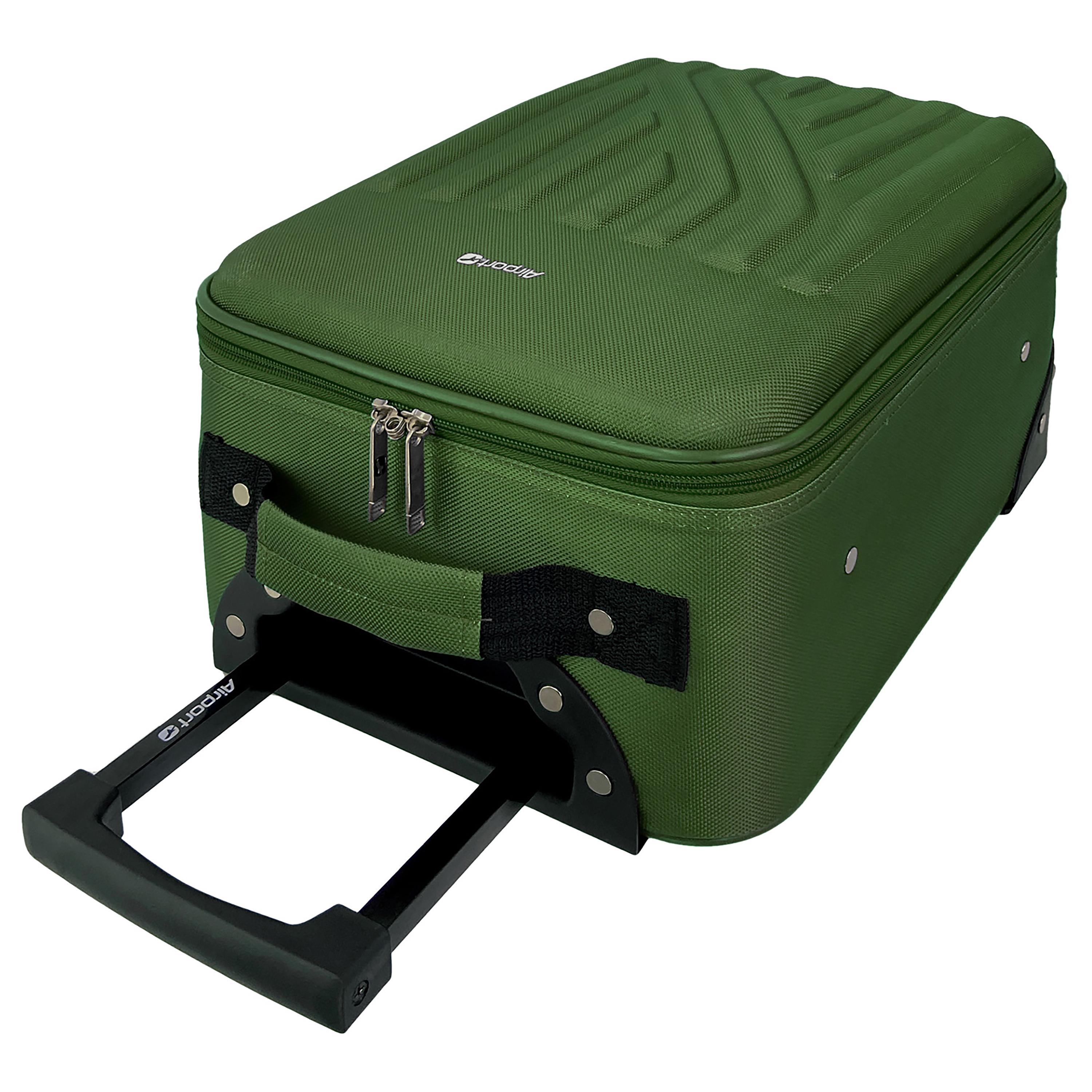 Voir la diapositive 4 : AIRPORT Valise souple polyester vert 4 roues 45x29x18cm Rail