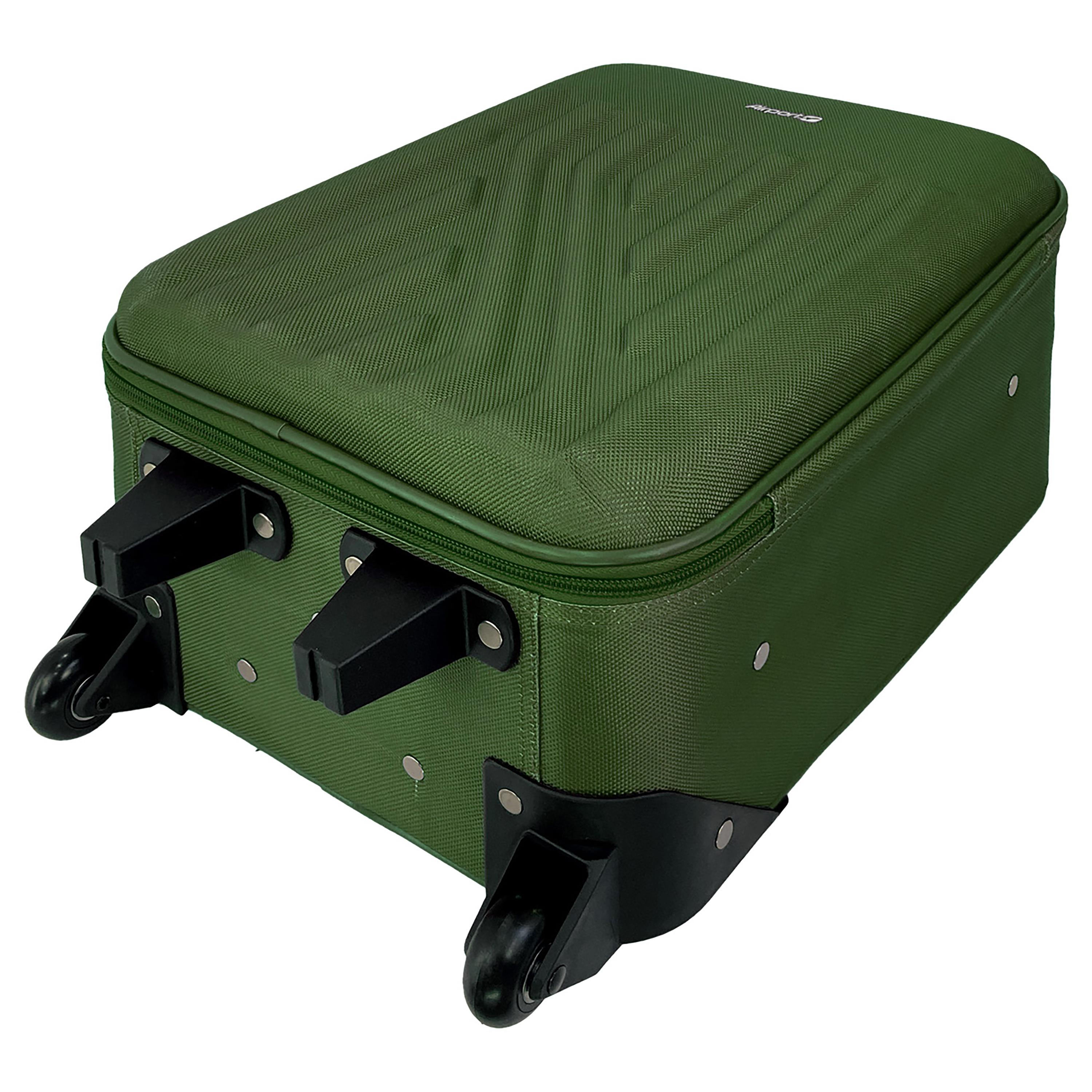 Voir la diapositive 5 : AIRPORT Valise souple polyester vert 4 roues 45x29x18cm Rail
