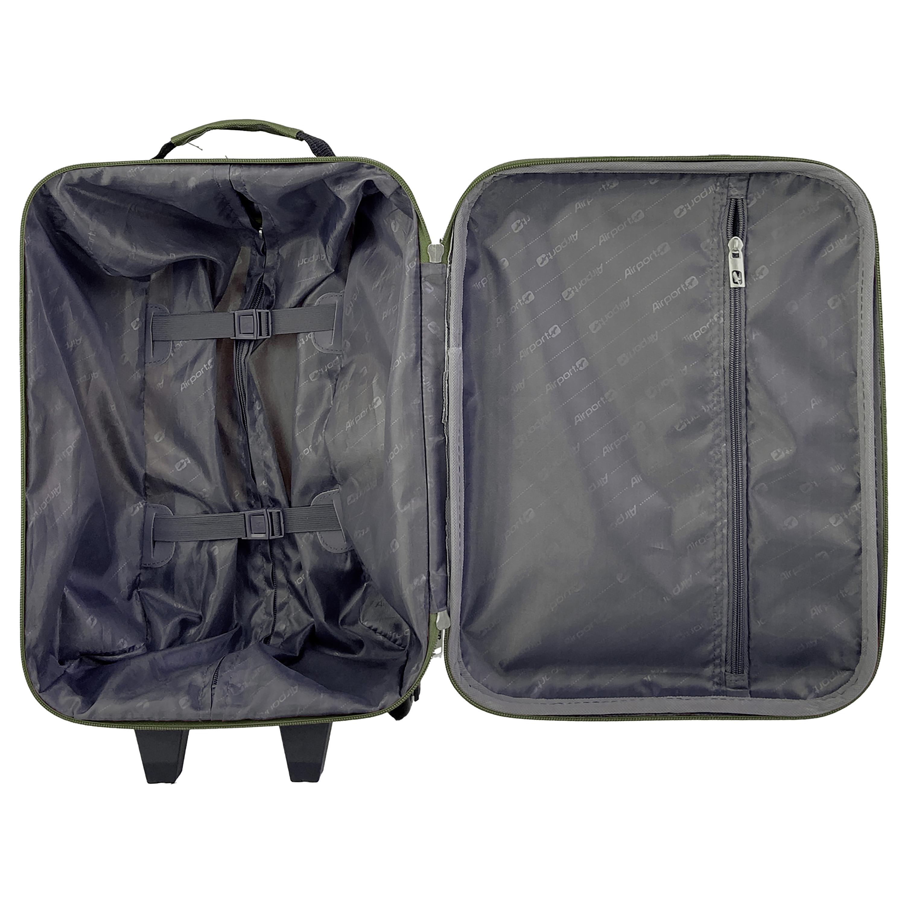 Voir la diapositive 6 : AIRPORT Valise souple polyester vert 4 roues 45x29x18cm Rail
