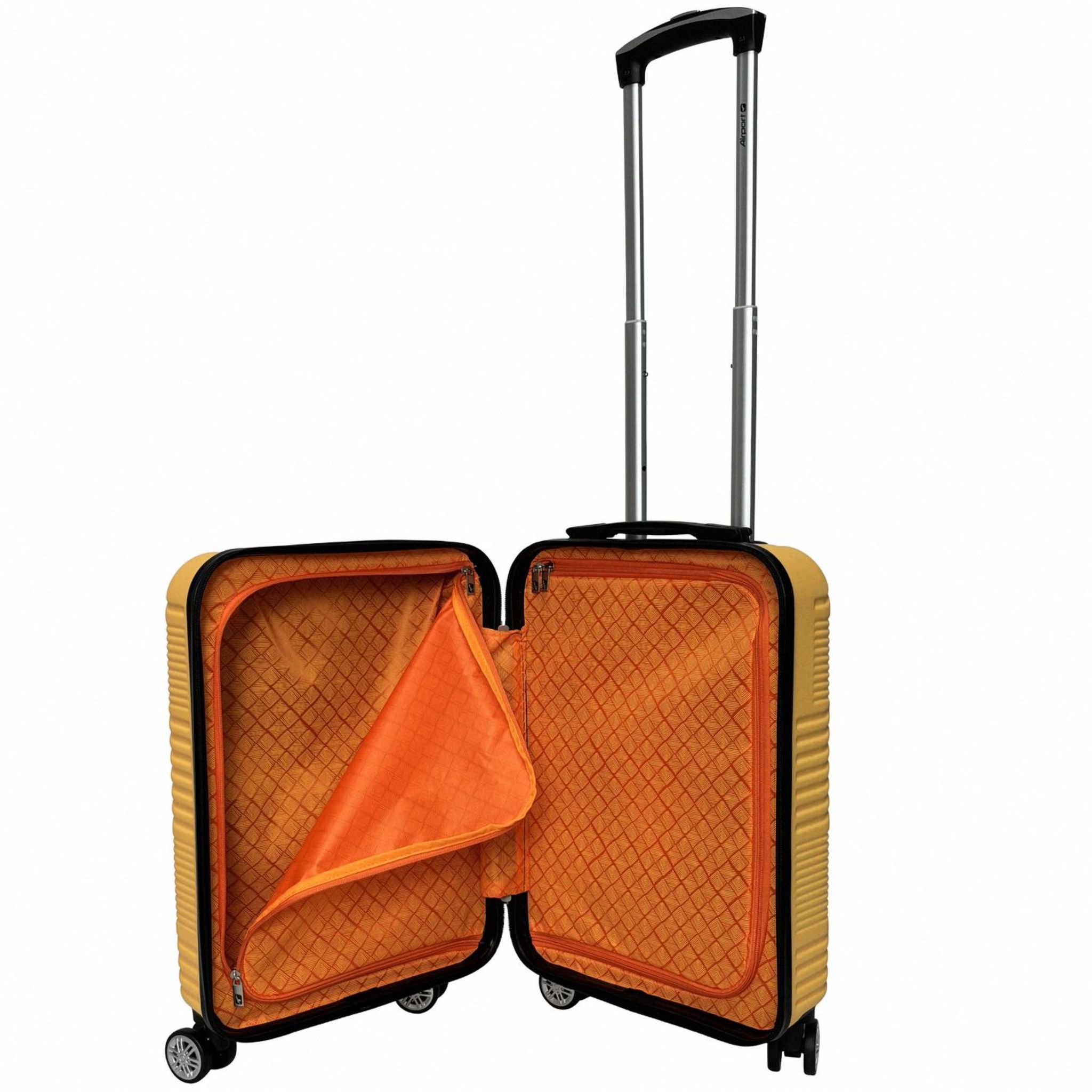 Voir la diapositive 6 : AIRPORT Valise rigide ABS jaune 8 roues 55x35x20cm Ethnic