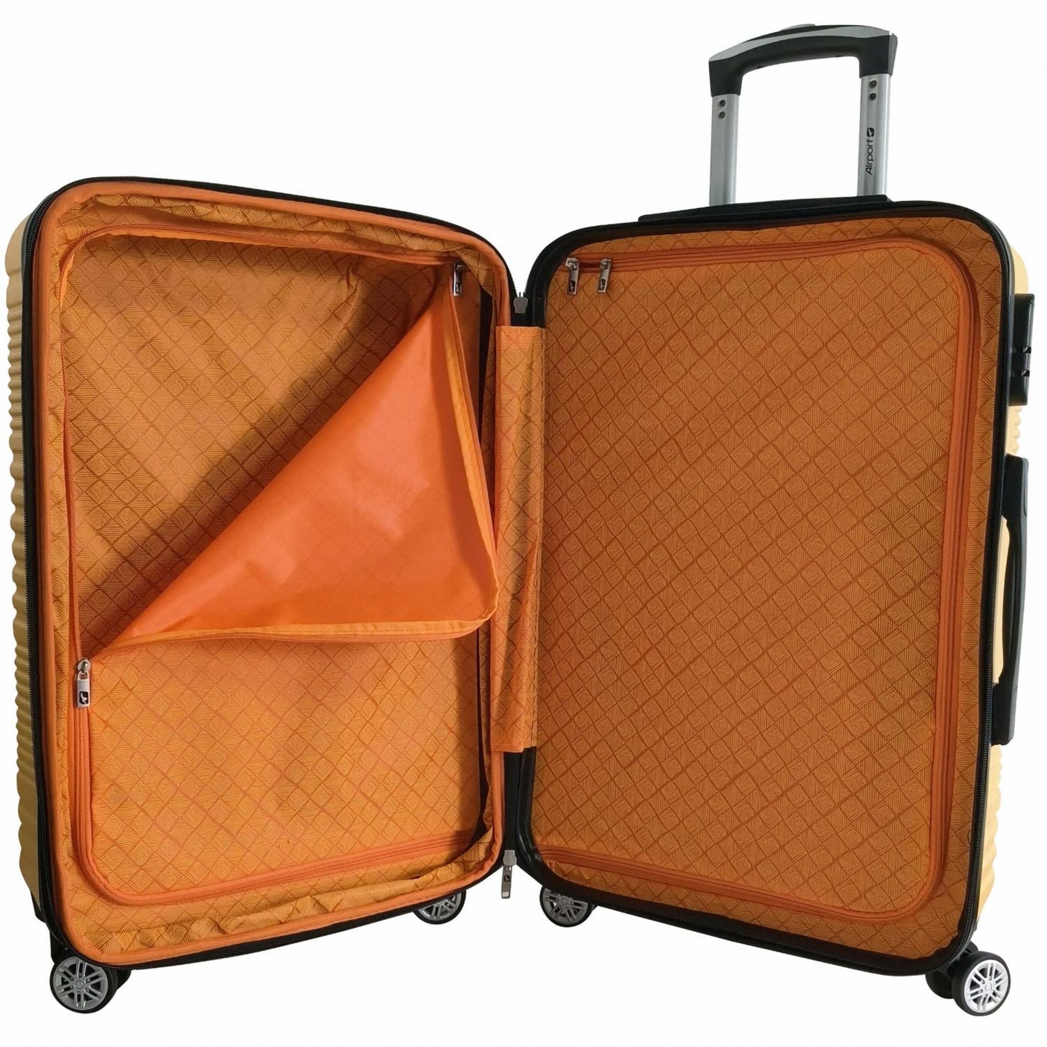 Voir la diapositive 7 : AIRPORT Valise rigide extensible ABS jaune 8 roues 75x50x30cm Ethnic