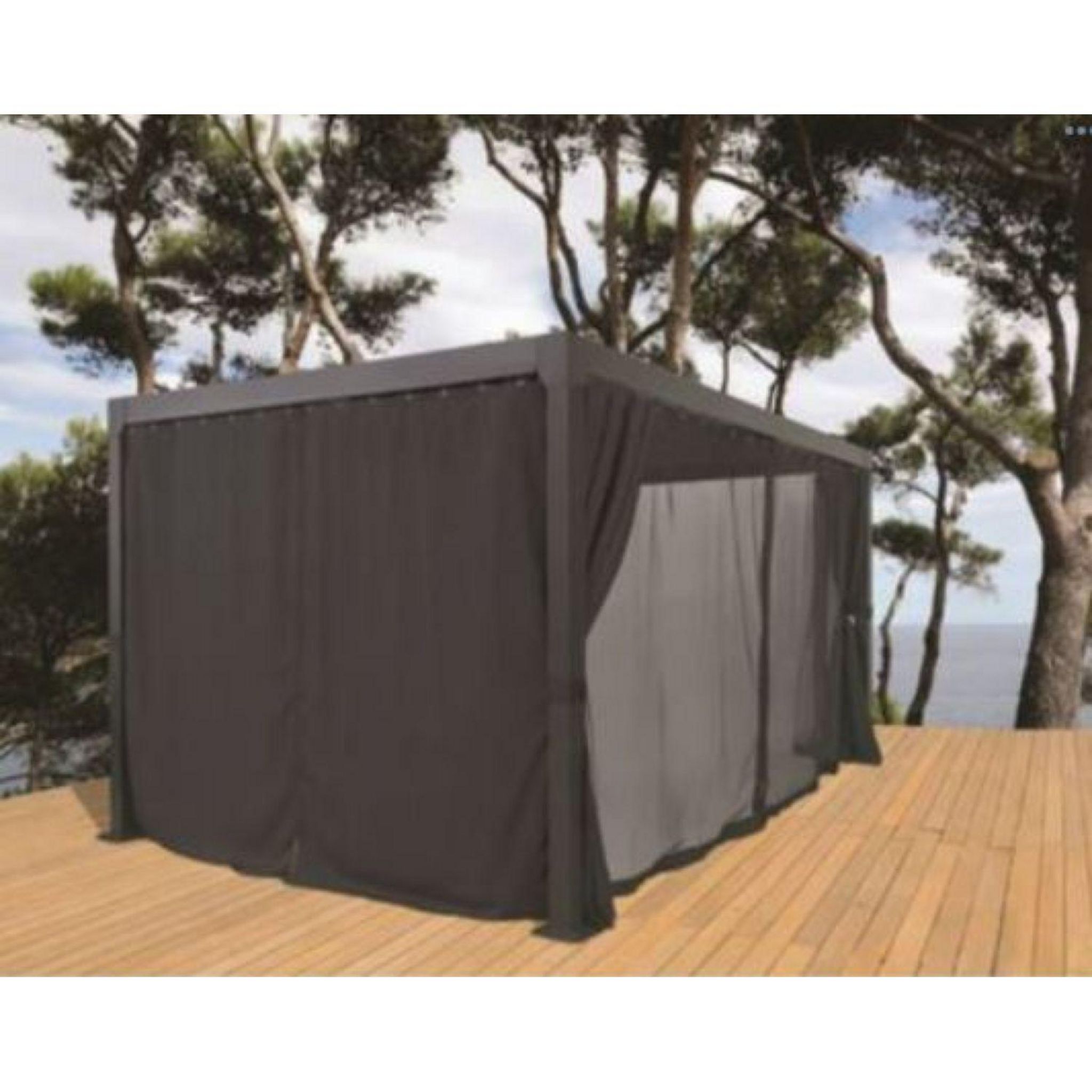 Voir la diapositive 2 : GARDENSTAR Ensemble de rideaux + moustiquaires pour pergola bioclimatique GAZEBO - Noir