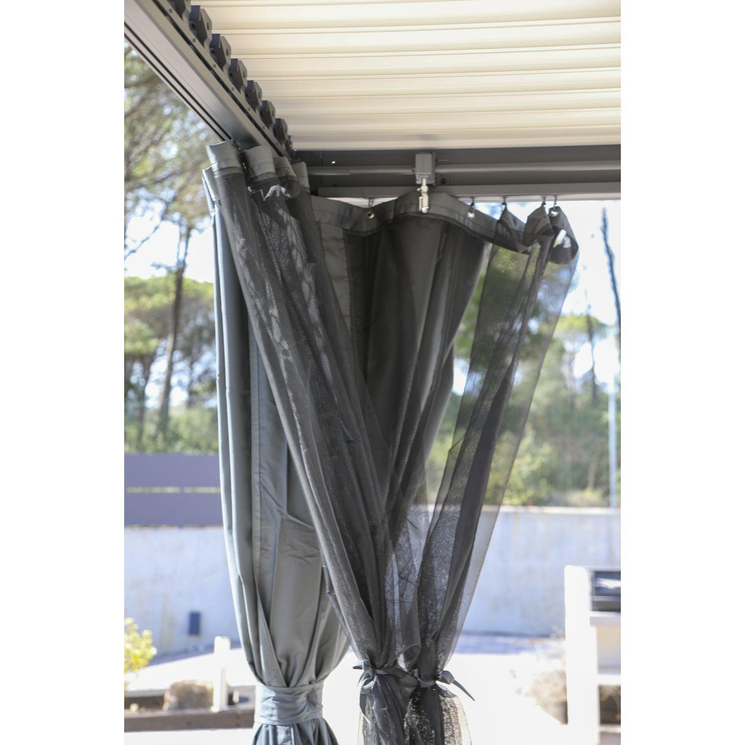 Voir la diapositive 4 : GARDENSTAR Ensemble de rideaux + moustiquaires pour pergola bioclimatique GAZEBO - Noir
