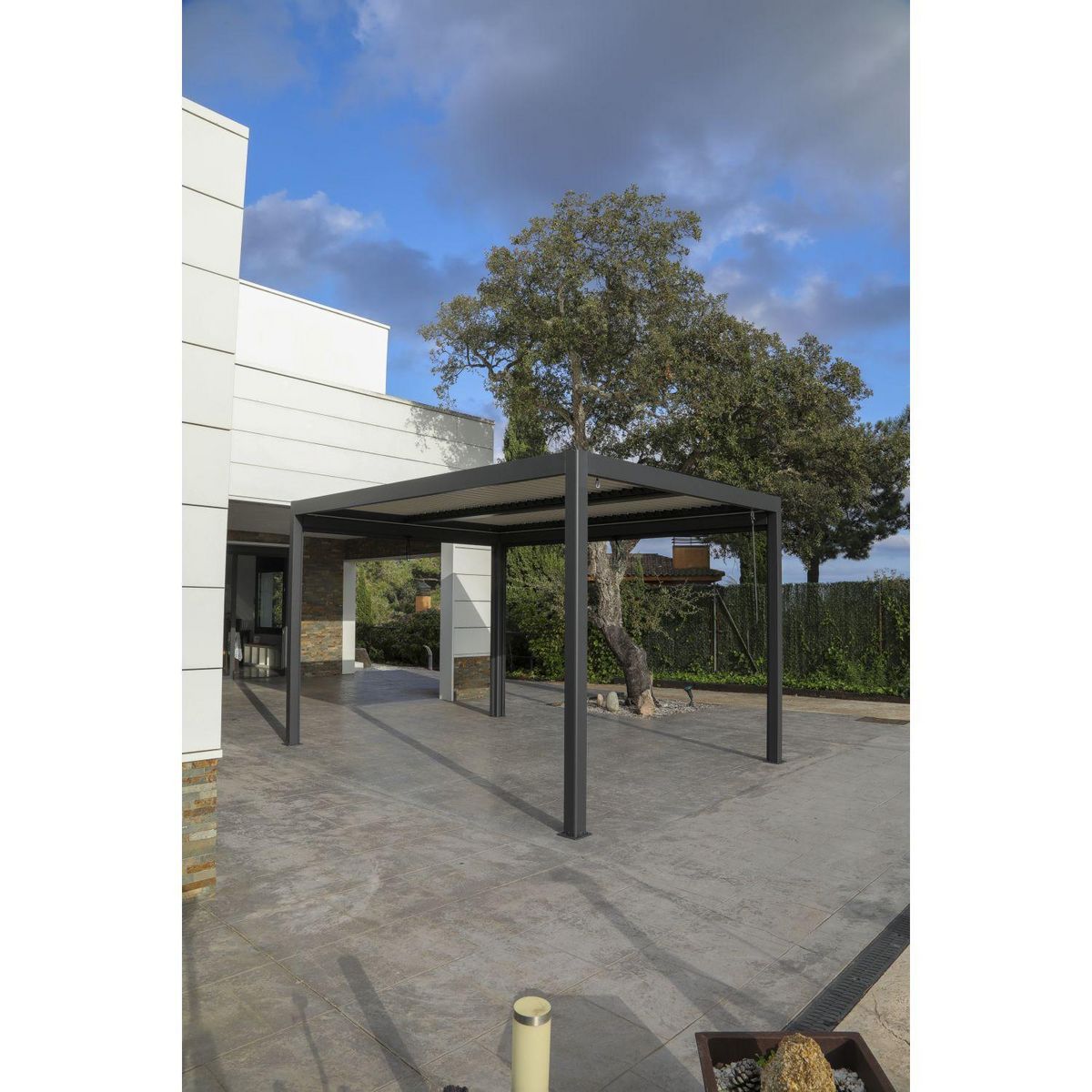 GARDENSTAR Pergola bioclimatique en aluminium sans rideau 3x4m GAZEBO - Noir