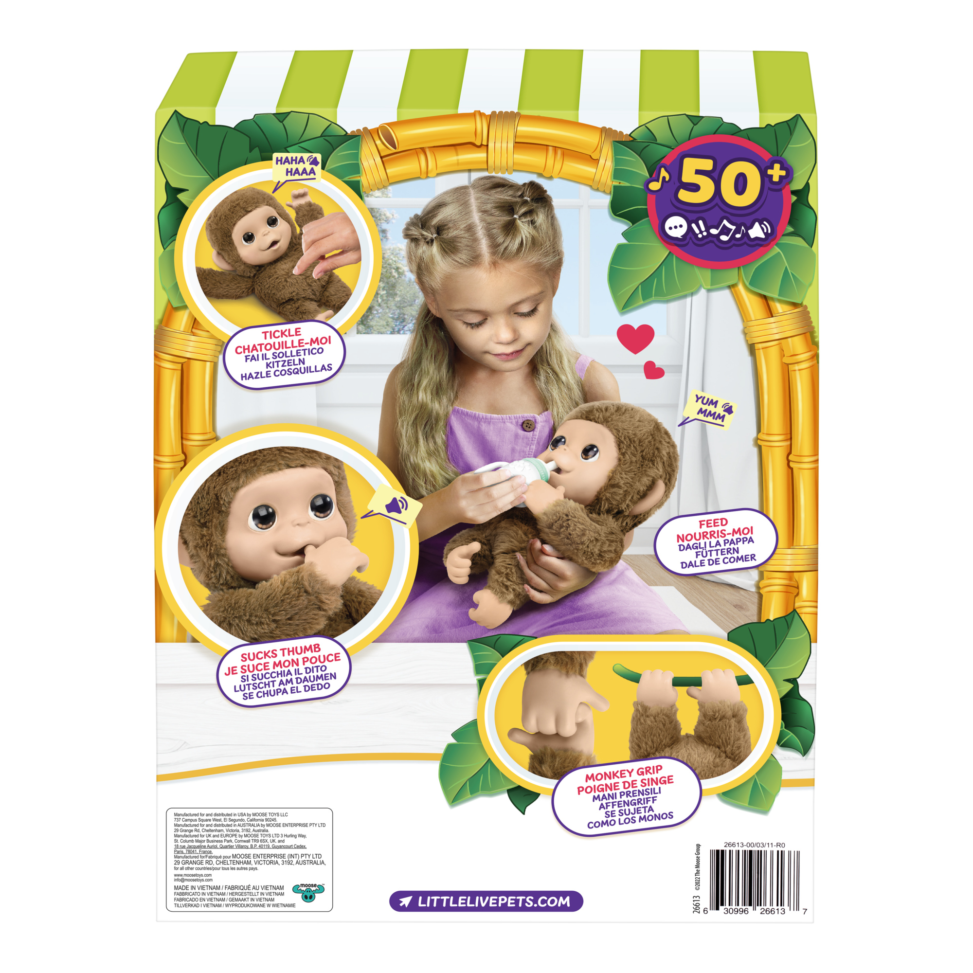 Voir la diapositive 2 : MOOSE Peluche Mon bébé singe Little Live Pets