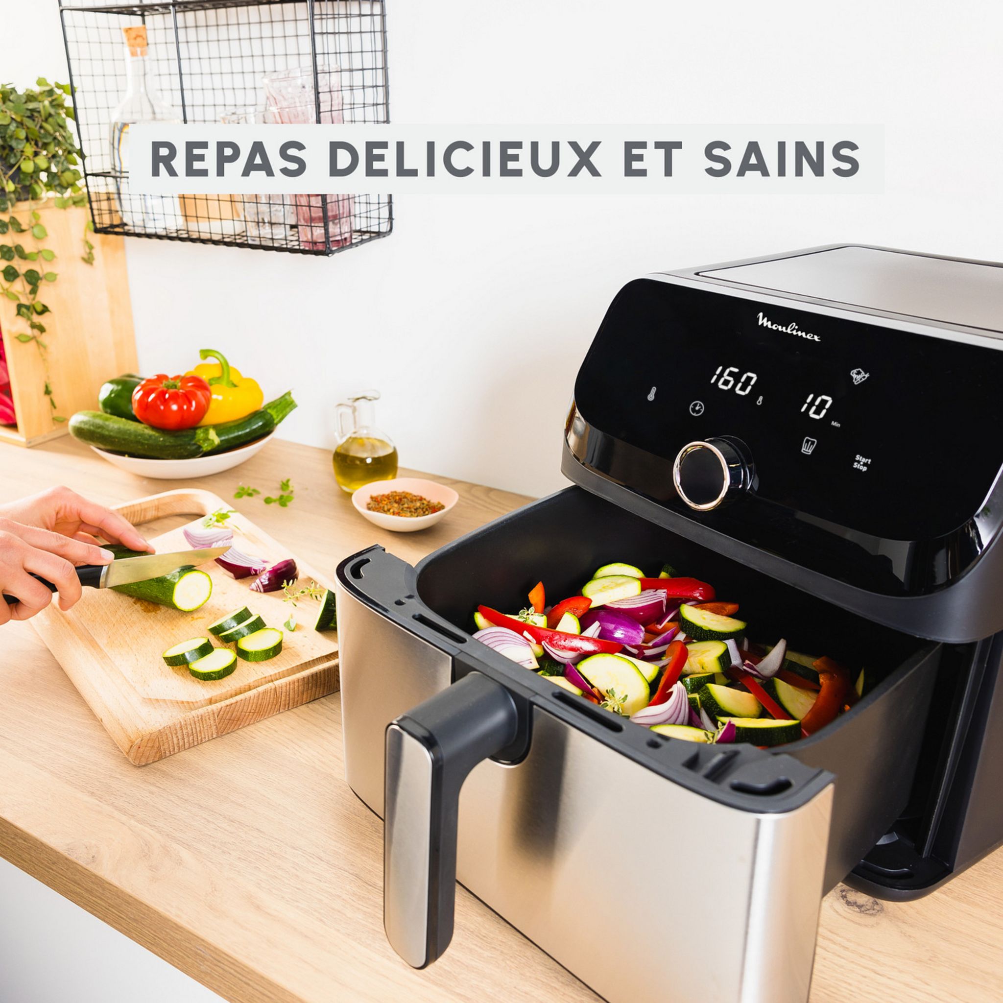 Voir la diapositive 6 : MOULINEX Friteuse électrique sans huile à air chaud Easy Fry EZ855D20 - Noir