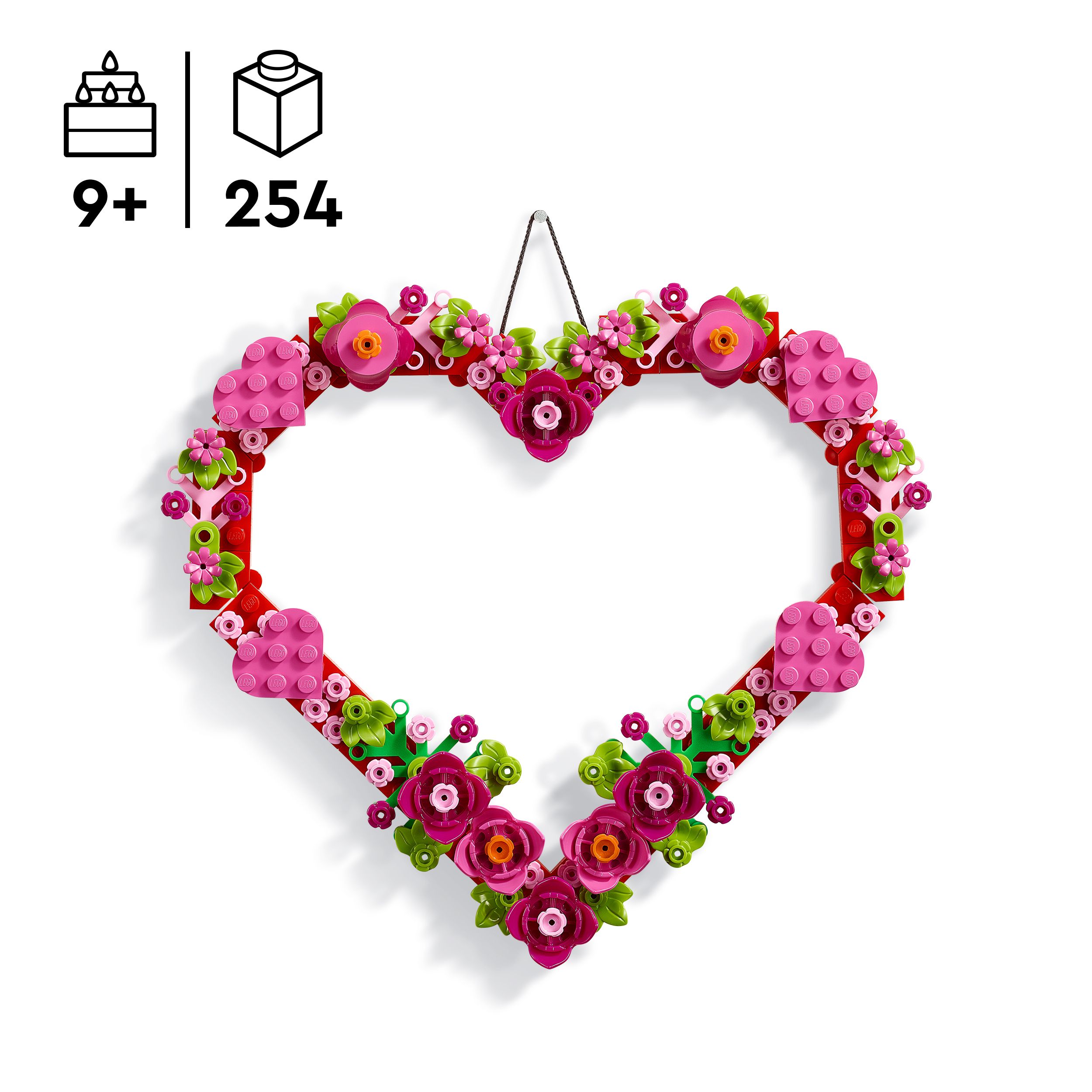 Voir la diapositive 3 : LEGO LEGO 40638 Décoration en Forme de Cœur - Jouet dès 9 ans - Activité Manuelle avec Fleurs