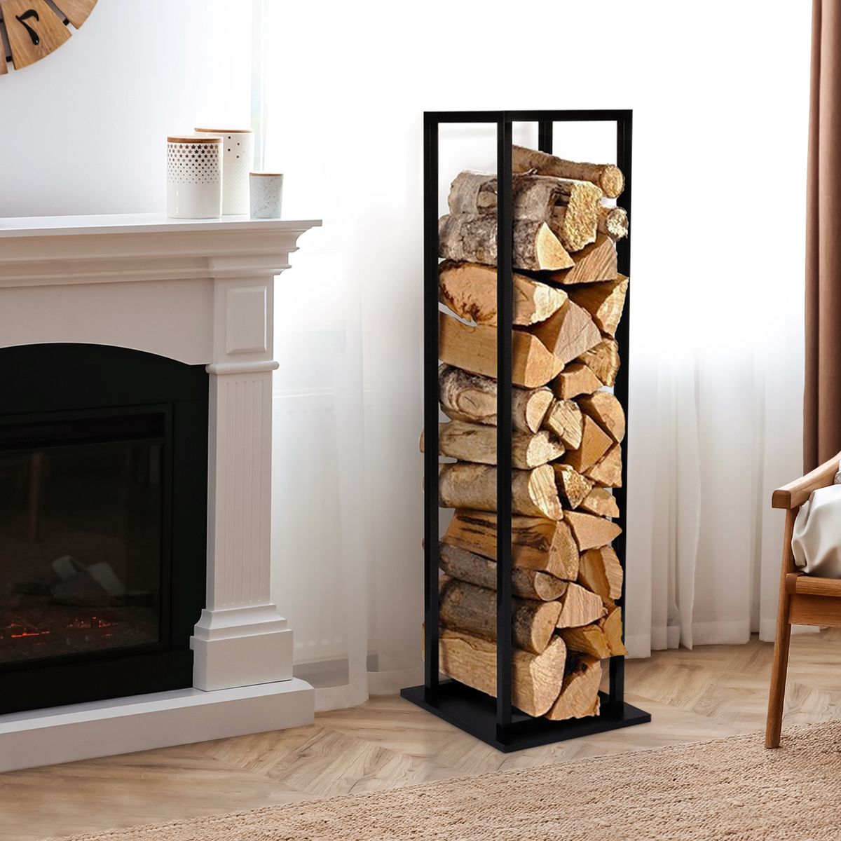 Range bûches vertical H.110 cm - Noir