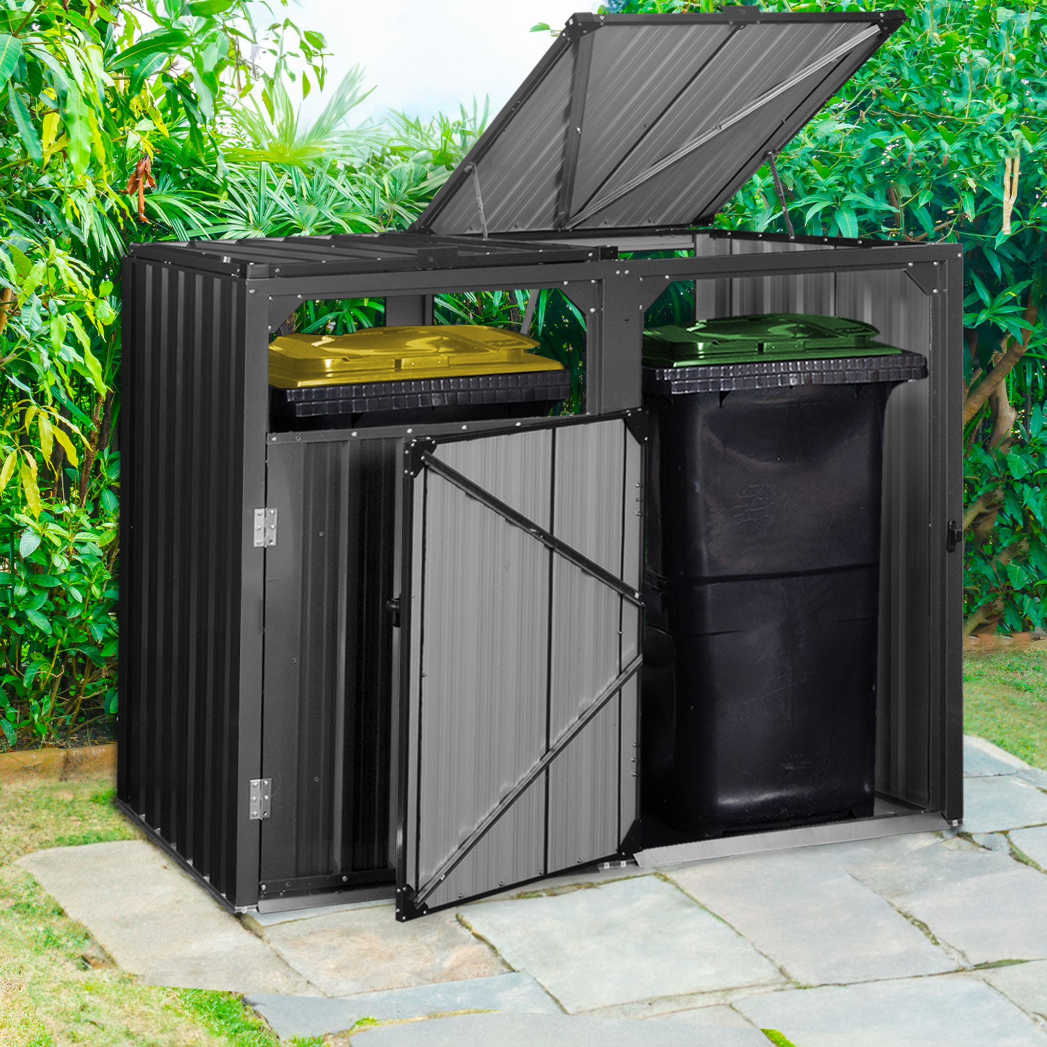 Cache-poubelle double en acier Planum – 160 x 80 x 150 cm - Westmann