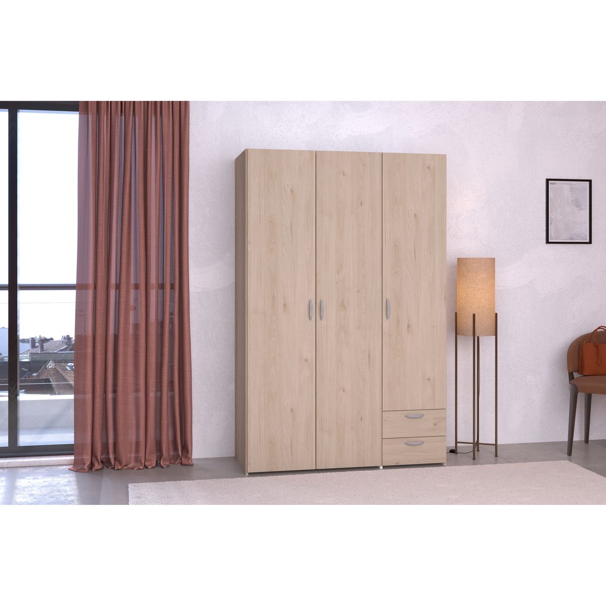 Armoire 3 portes 2 tiroirs L120cm DAISY