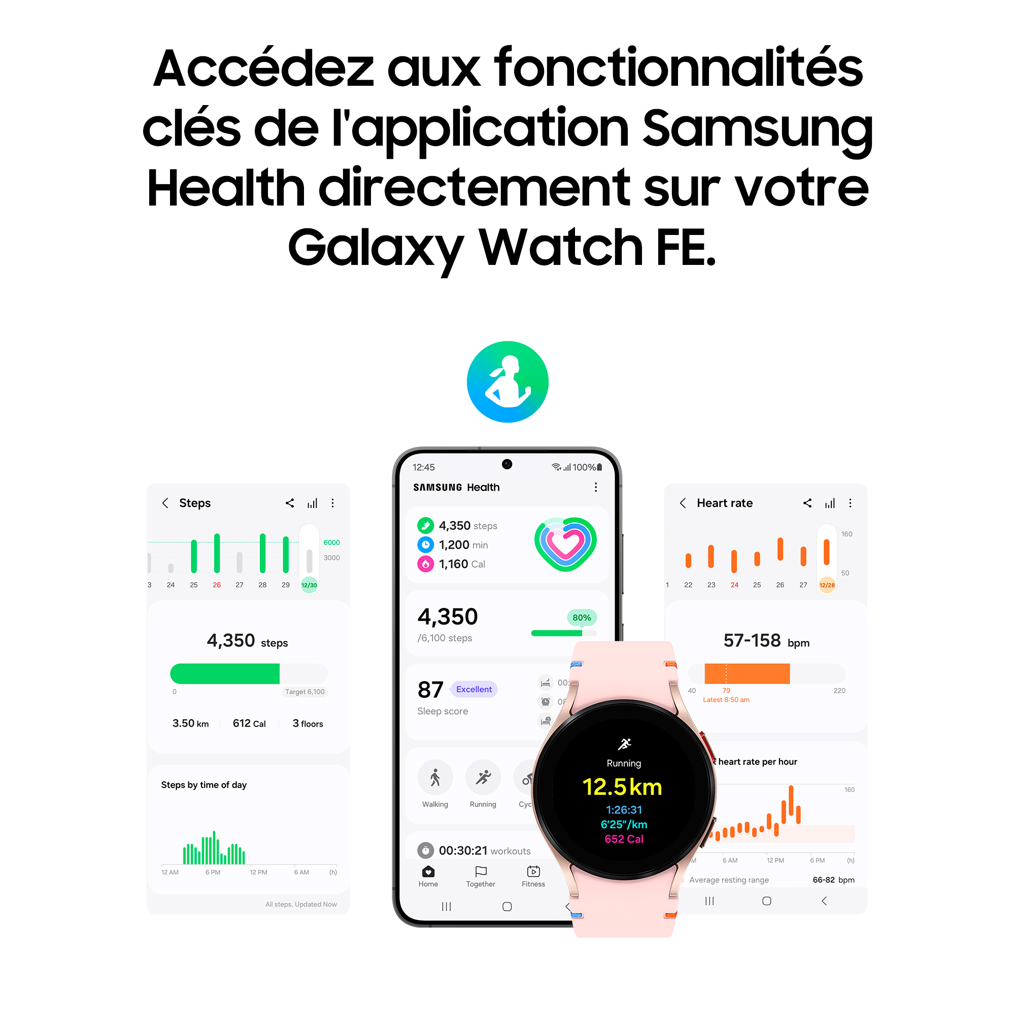 Voir la diapositive 8 : SAMSUNG Montre connectée Watch FE - Noir