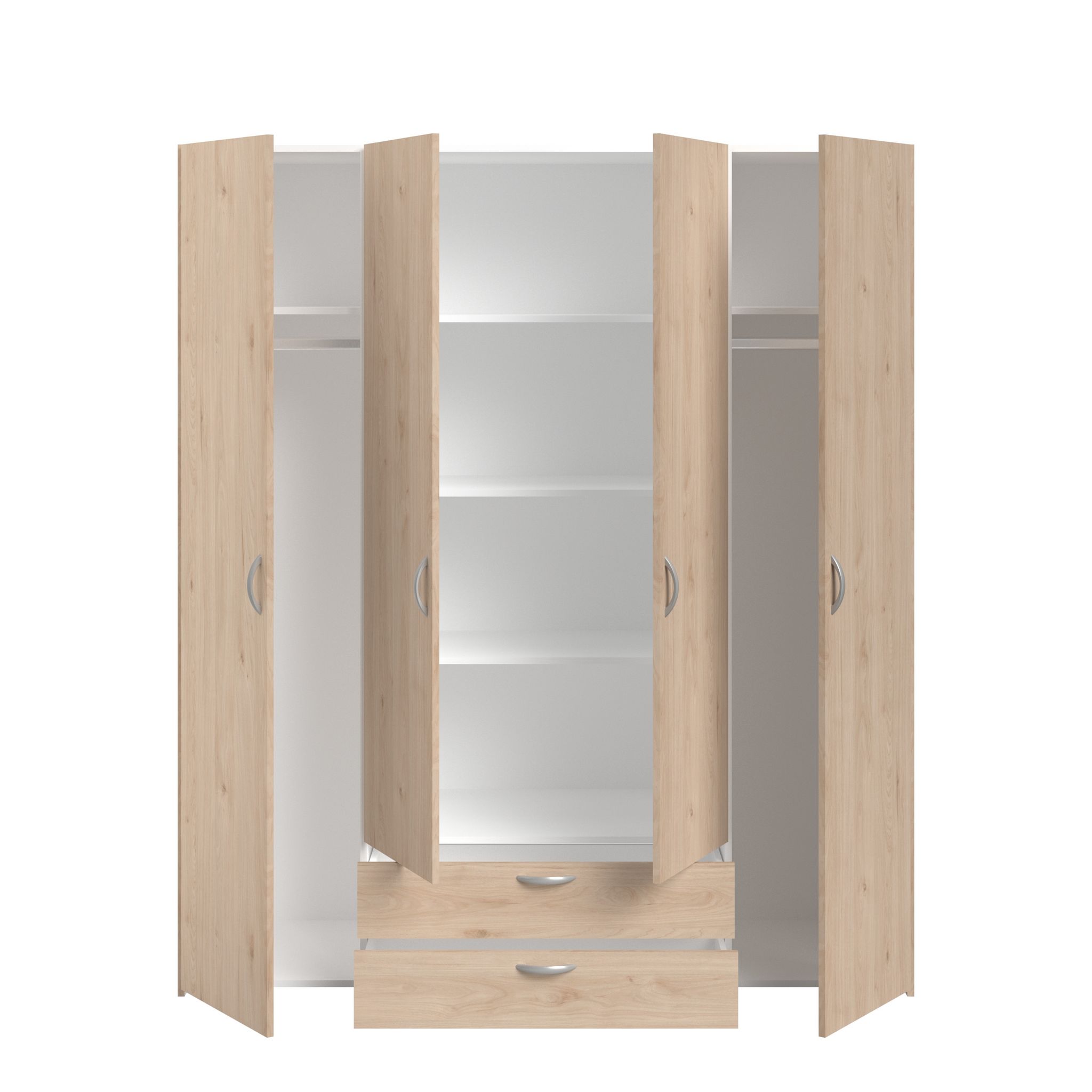 Voir la diapositive 5 : Armoire 4 portes 2 tiroirs L160cm DAISY