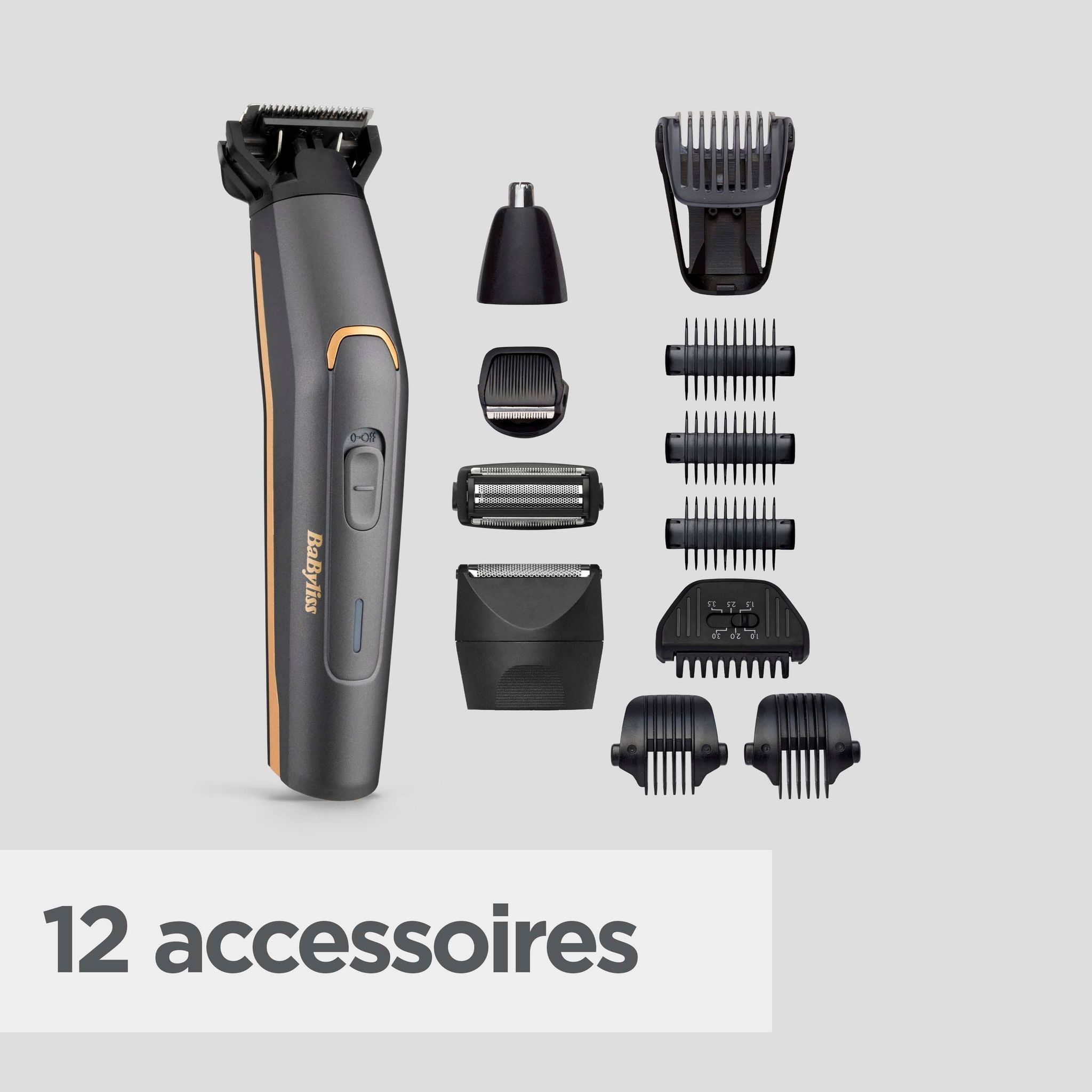 Voir la diapositive 3 : BABYLISS Tondeuse multifonction 12 en 1 MT987E - Gris