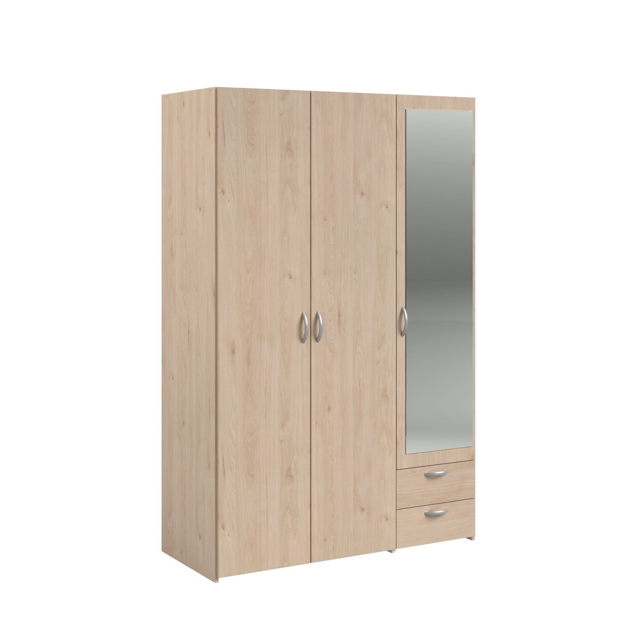 Voir la diapositive 3 : Armoire 3 portes 2 tiroirs 1 miroir L120cm DAISY