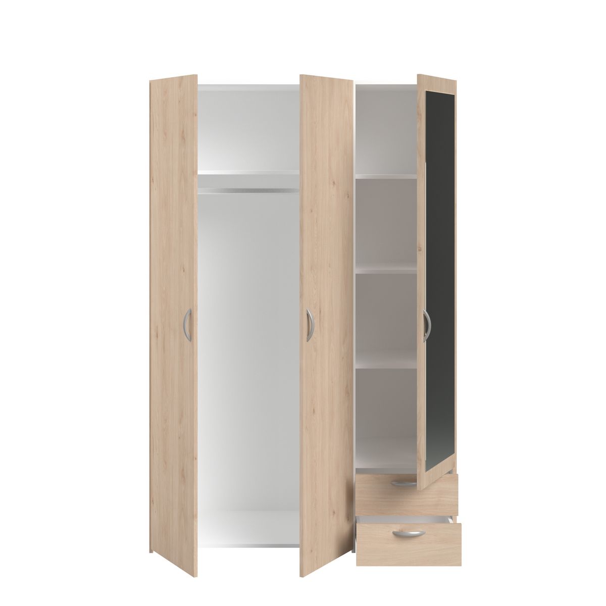 Armoire 3 portes 2 tiroirs 1 miroir L120cm DAISY