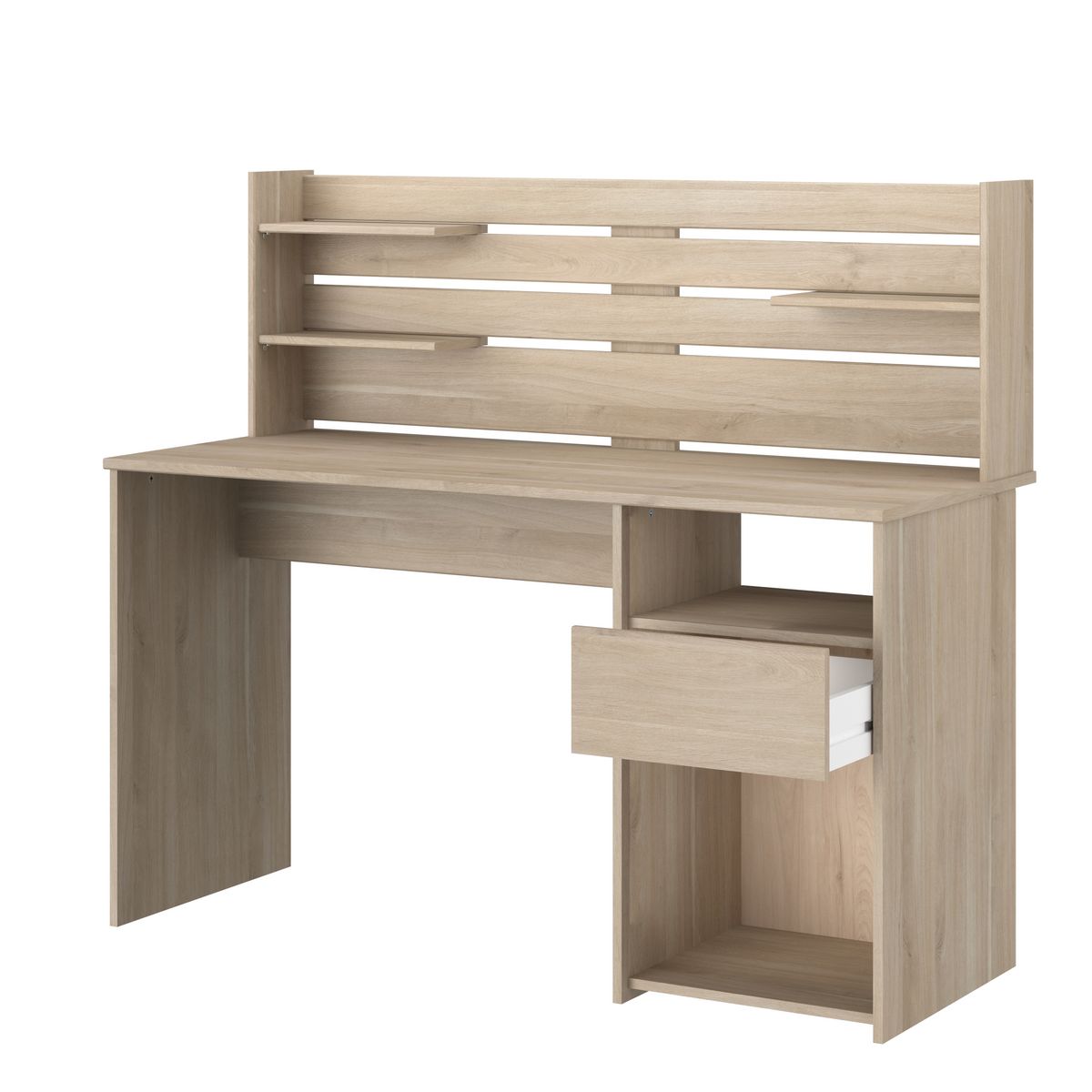 Bureau droit avec crédence et rangements L138cm PIA