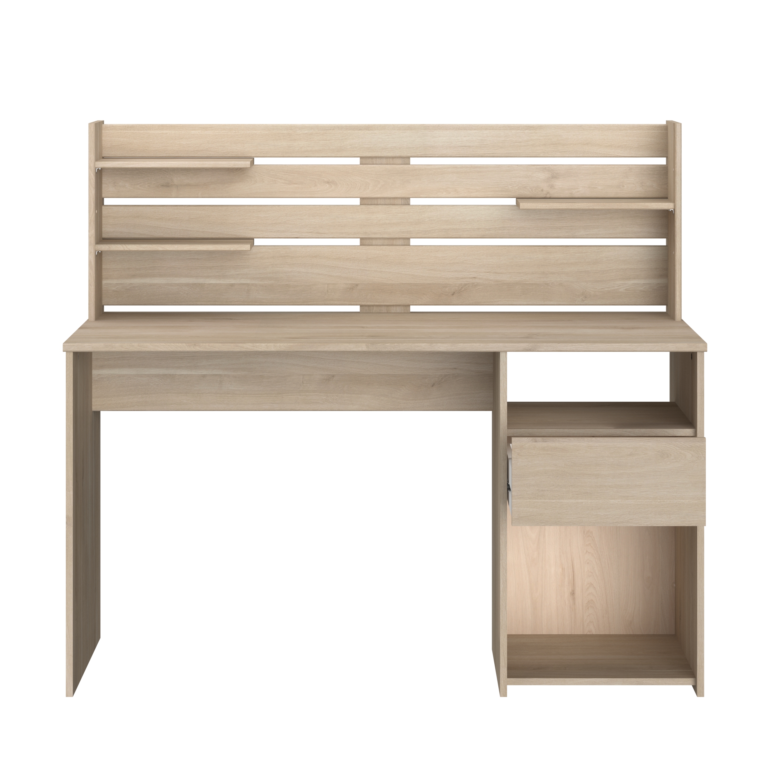 Voir la diapositive 13 : Bureau droit avec crédence et rangements L138cm PIA
