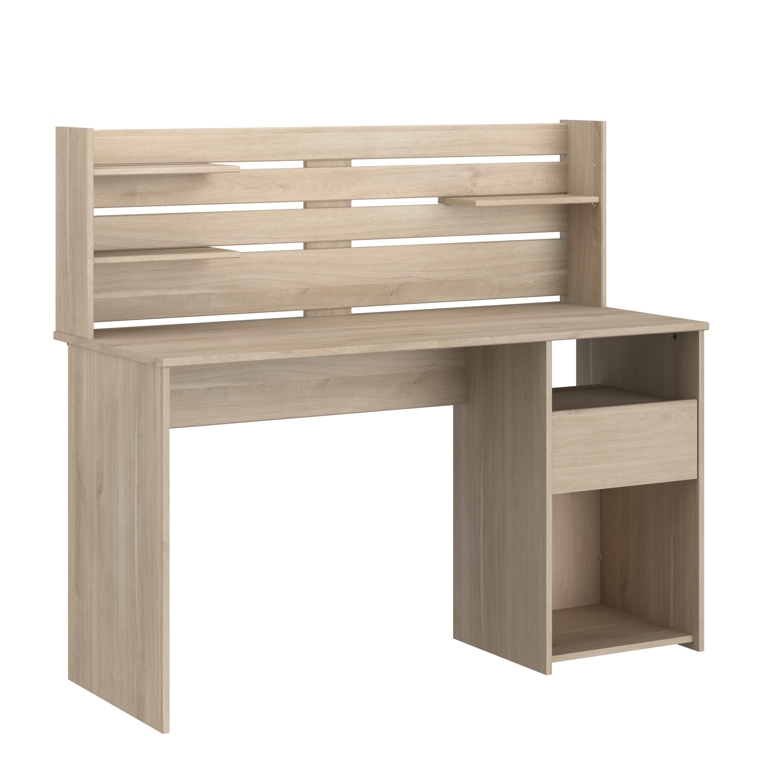 Voir la diapositive 7 : Bureau droit avec crédence et rangements L138cm PIA