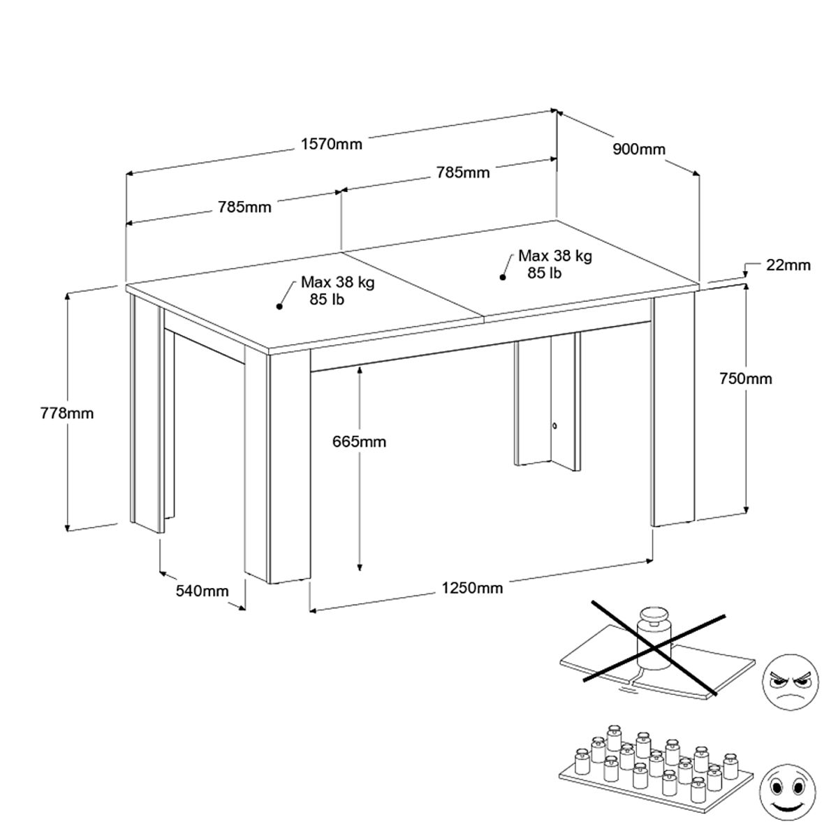 Table de séjour salle à manger extensible 175 / 207 cm TORSTEN