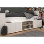 Voir la diapositive 12 : Lit combiné 90x190 / 90x200 cm avec bureau et rangements CLEO