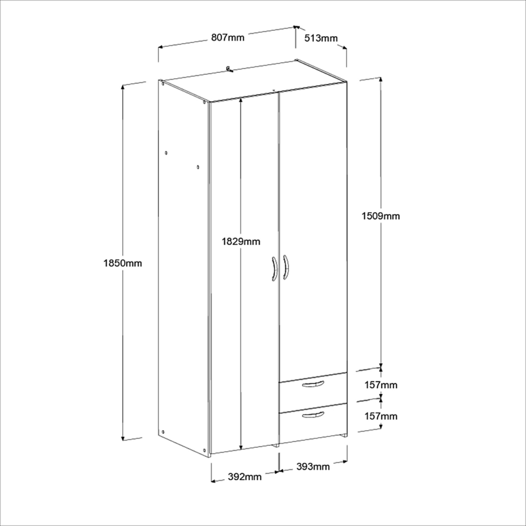 Voir la diapositive 4 : Armoire 2 portes 2 tiroirs L81 cm DAISY