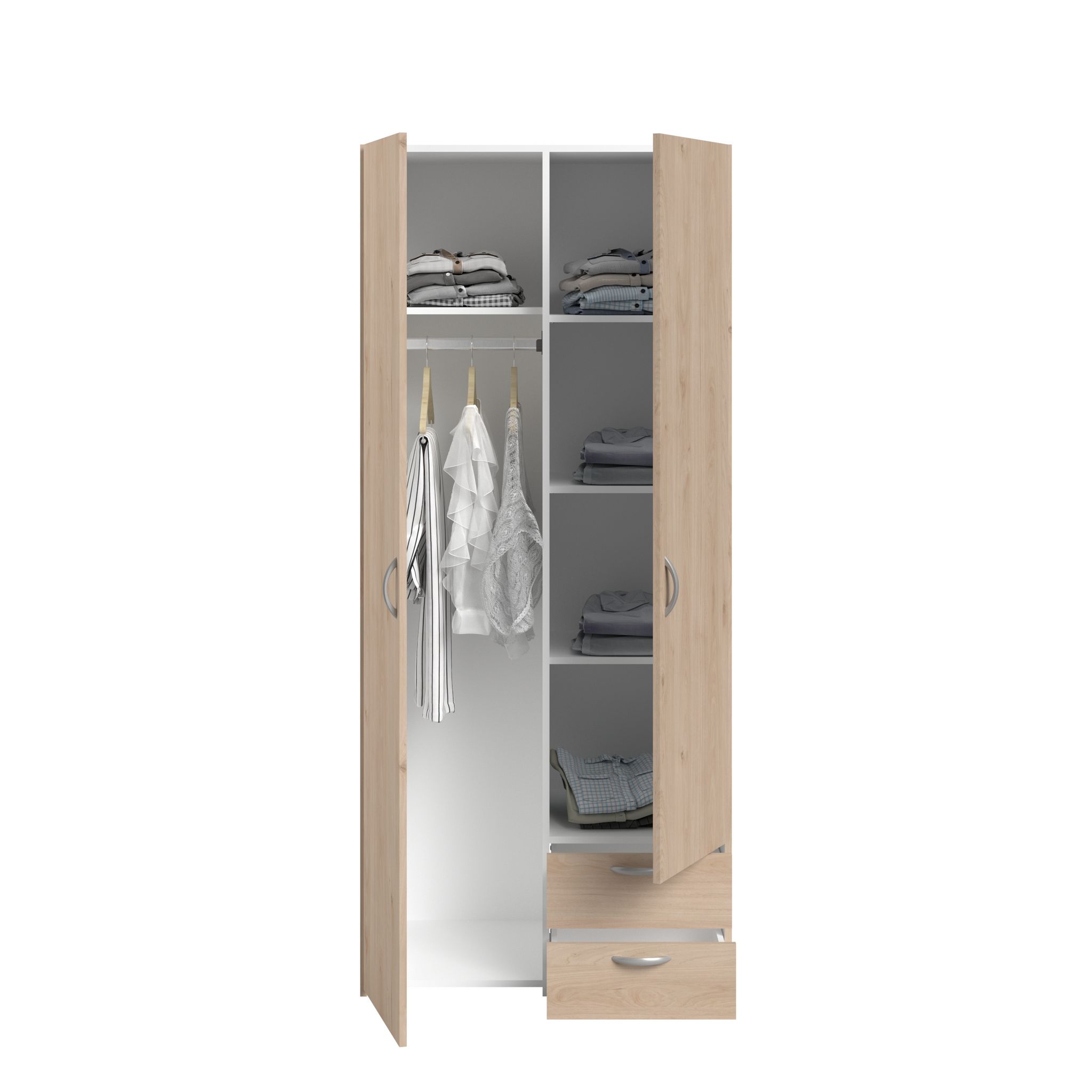 Voir la diapositive 5 : Armoire 2 portes 2 tiroirs L81 cm DAISY