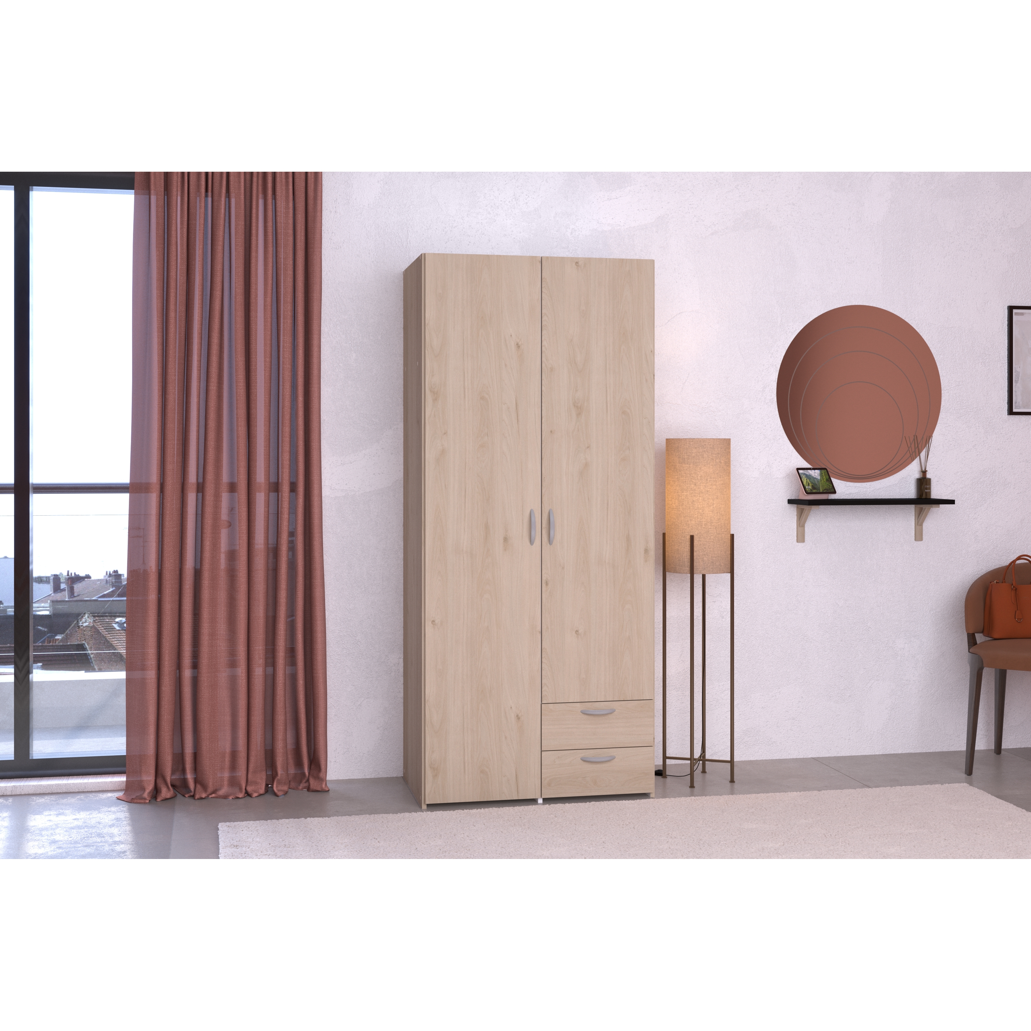 Voir la diapositive 9 : Armoire 2 portes 2 tiroirs L81 cm DAISY