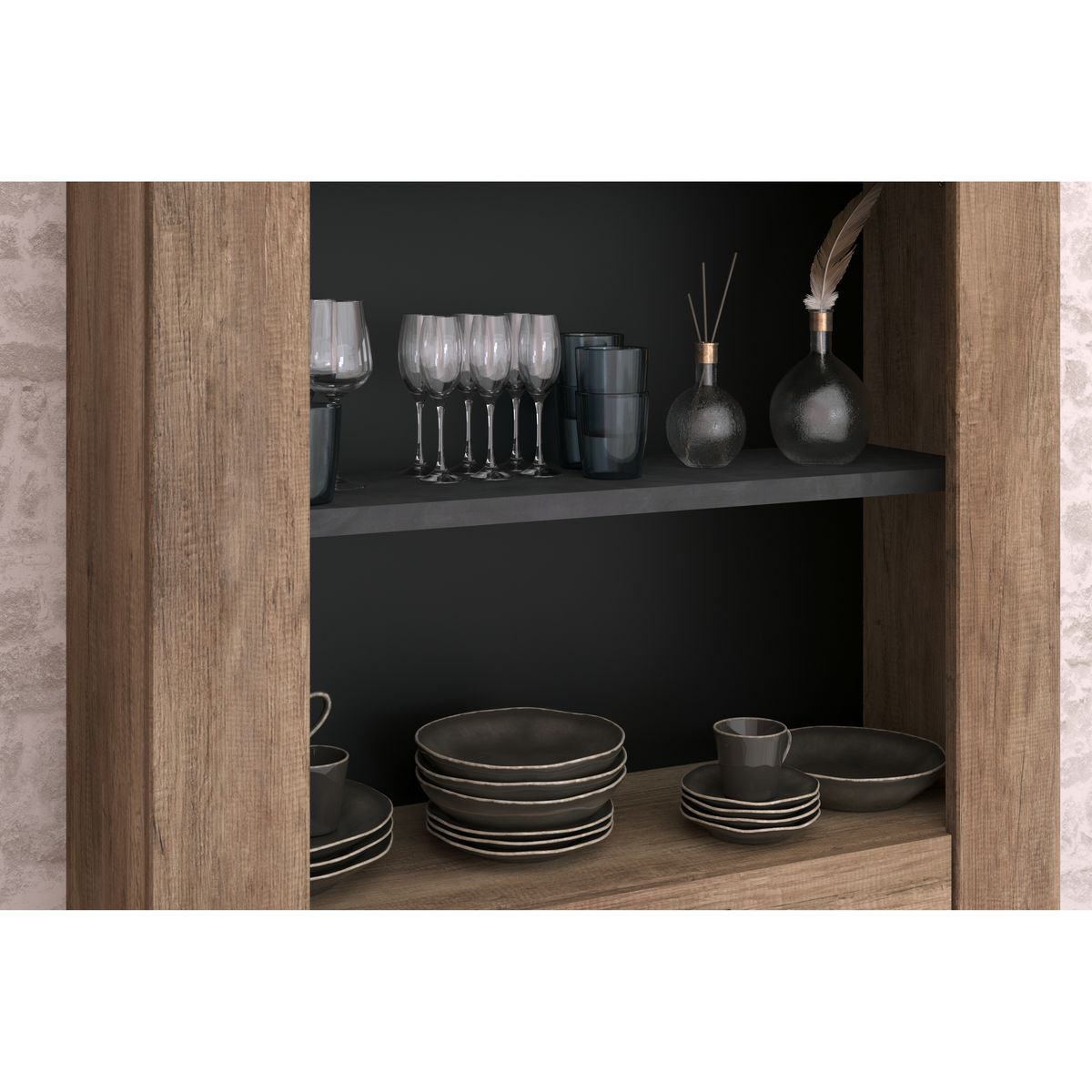 Buffet haut 2 portes, 1 tiroir et 1 étagère L110 cm TORSTEN