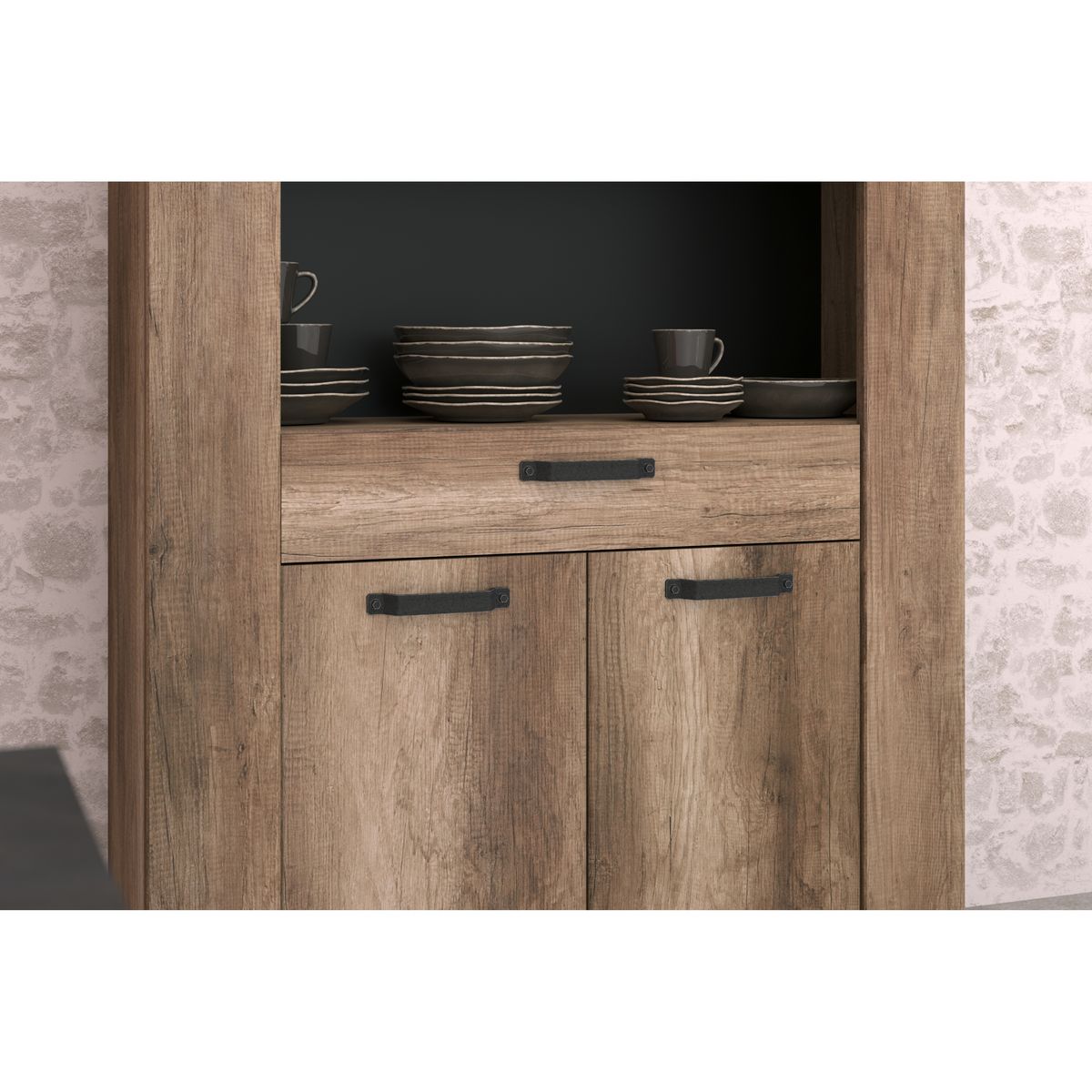 Buffet haut 2 portes, 1 tiroir et 1 étagère L110 cm TORSTEN