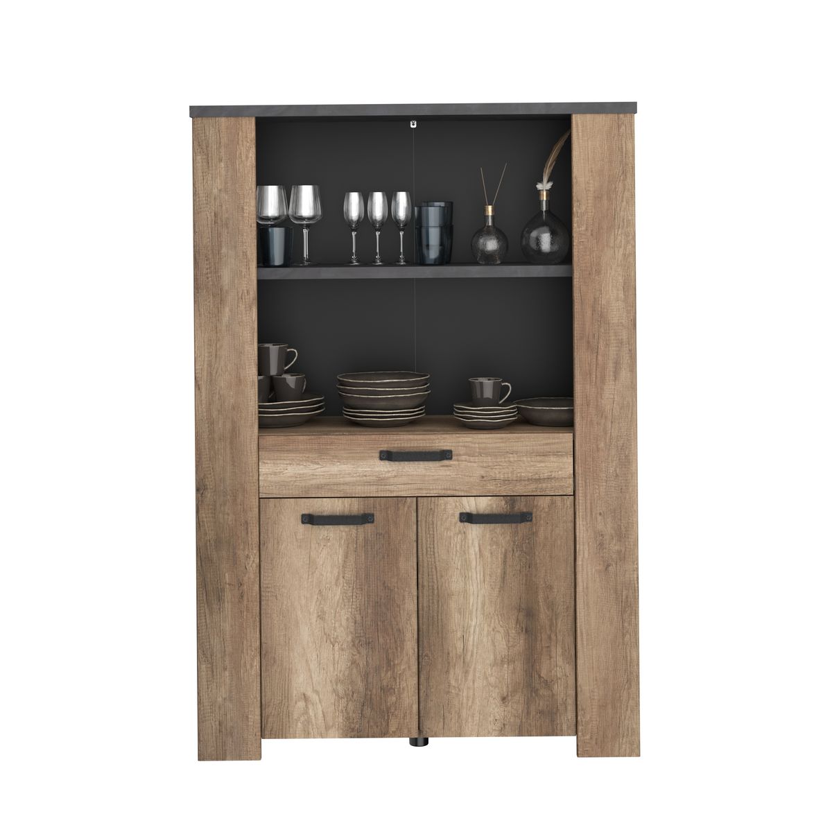 Buffet haut 2 portes, 1 tiroir et 1 étagère L110 cm TORSTEN