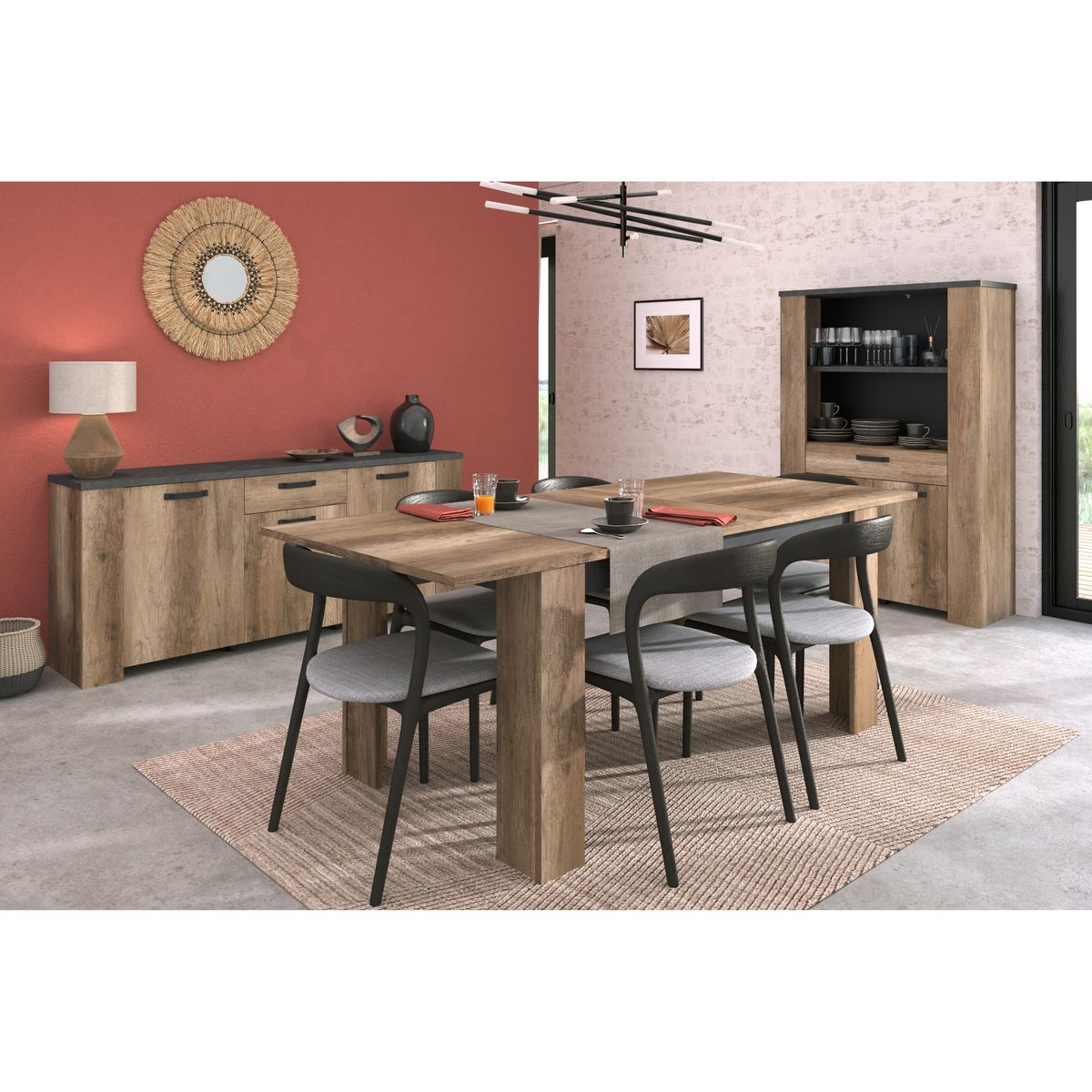 Buffet haut 2 portes, 1 tiroir et 1 étagère L110 cm TORSTEN