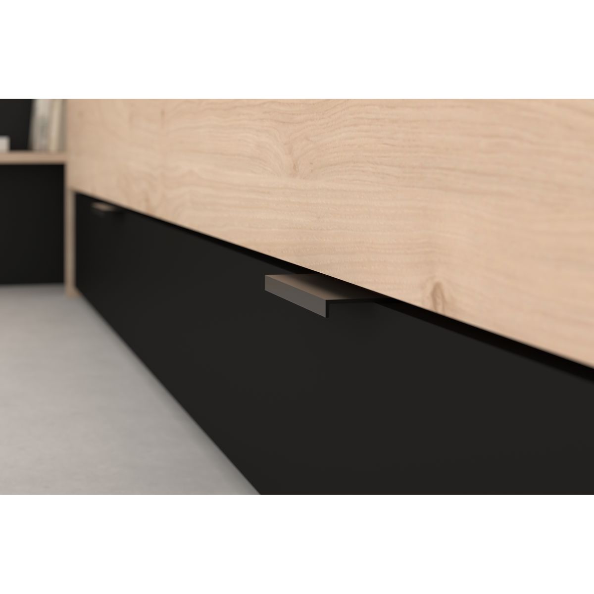 Lit double adulte 140 x 190 / 200 cm avec tête de lit et rangements HORN