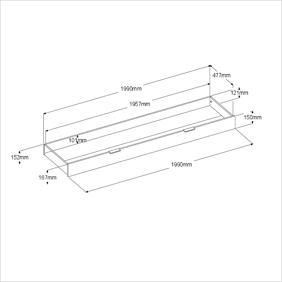 Voir la diapositive 10 : Lit double adulte 140 x 190 / 200 cm avec tête de lit et rangements HORN