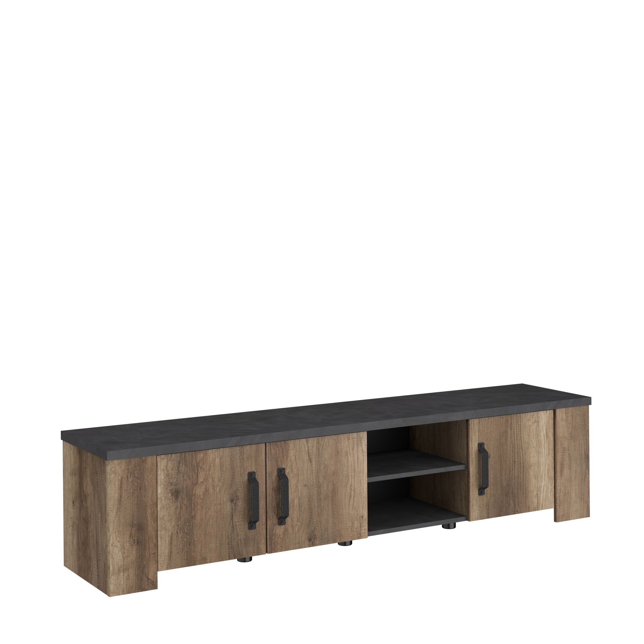 Voir la diapositive 3 : Meuble TV 3 portes 1 étagères L 184cm TORSTEN