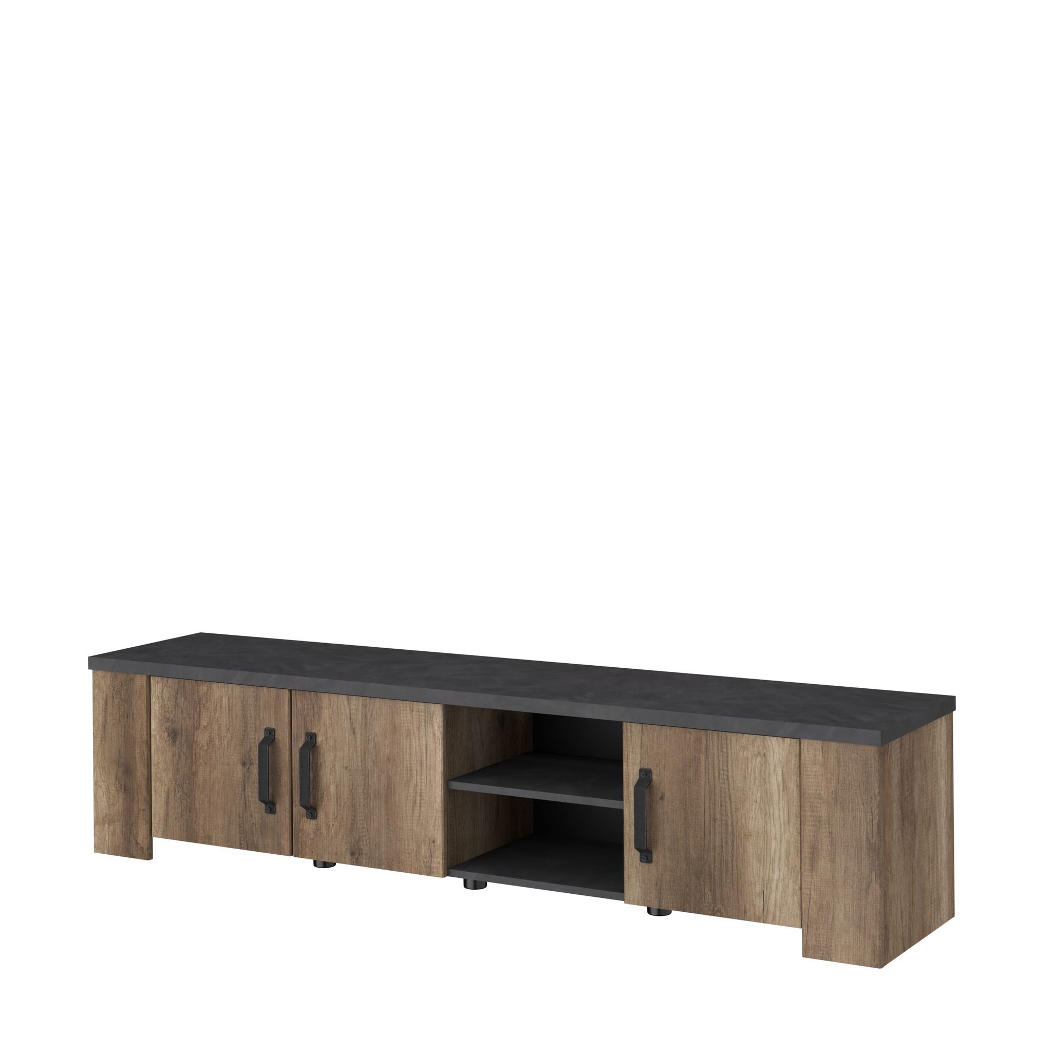 Voir la diapositive 4 : Meuble TV 3 portes 1 étagères L 184cm TORSTEN