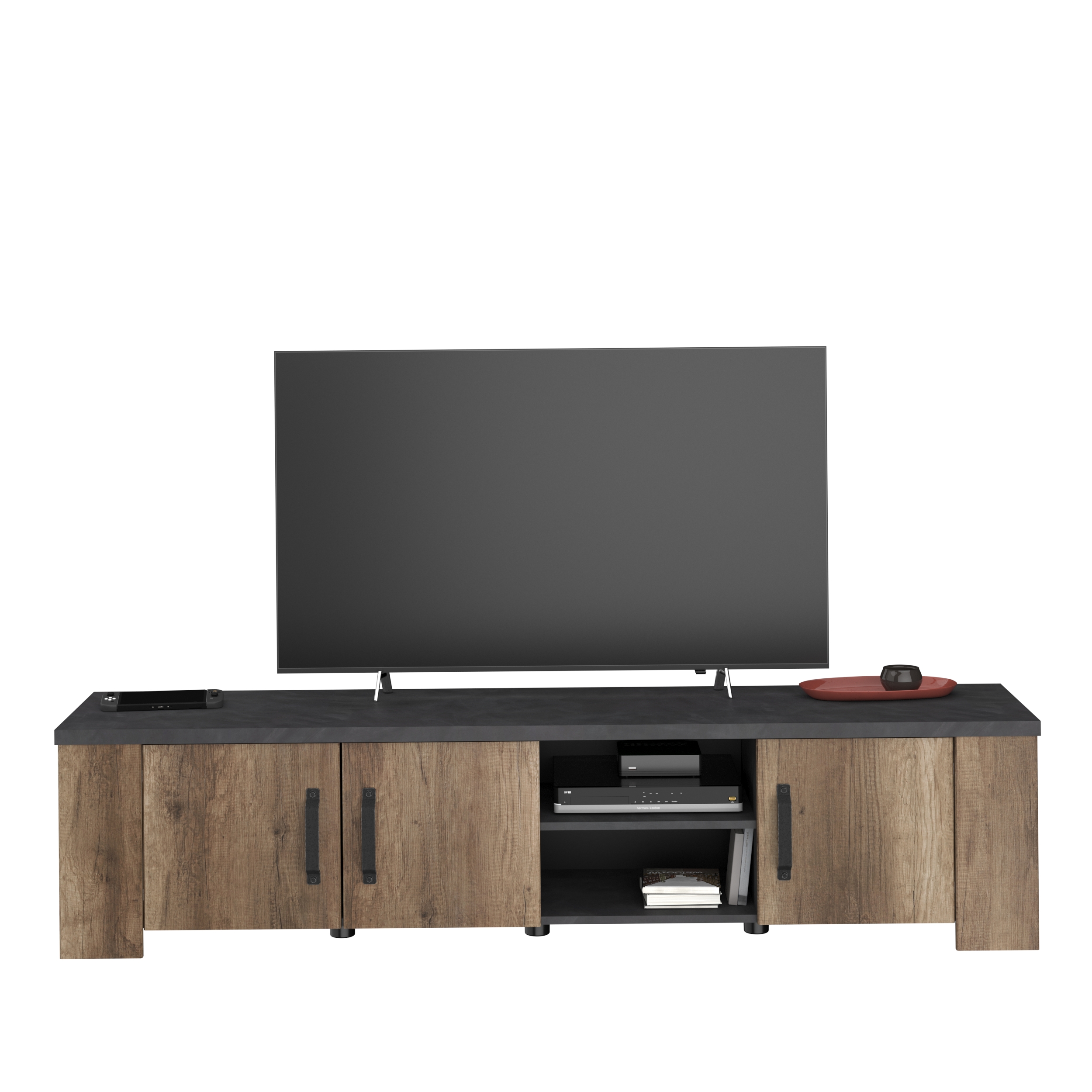 Voir la diapositive 6 : Meuble TV 3 portes 1 étagères L 184cm TORSTEN