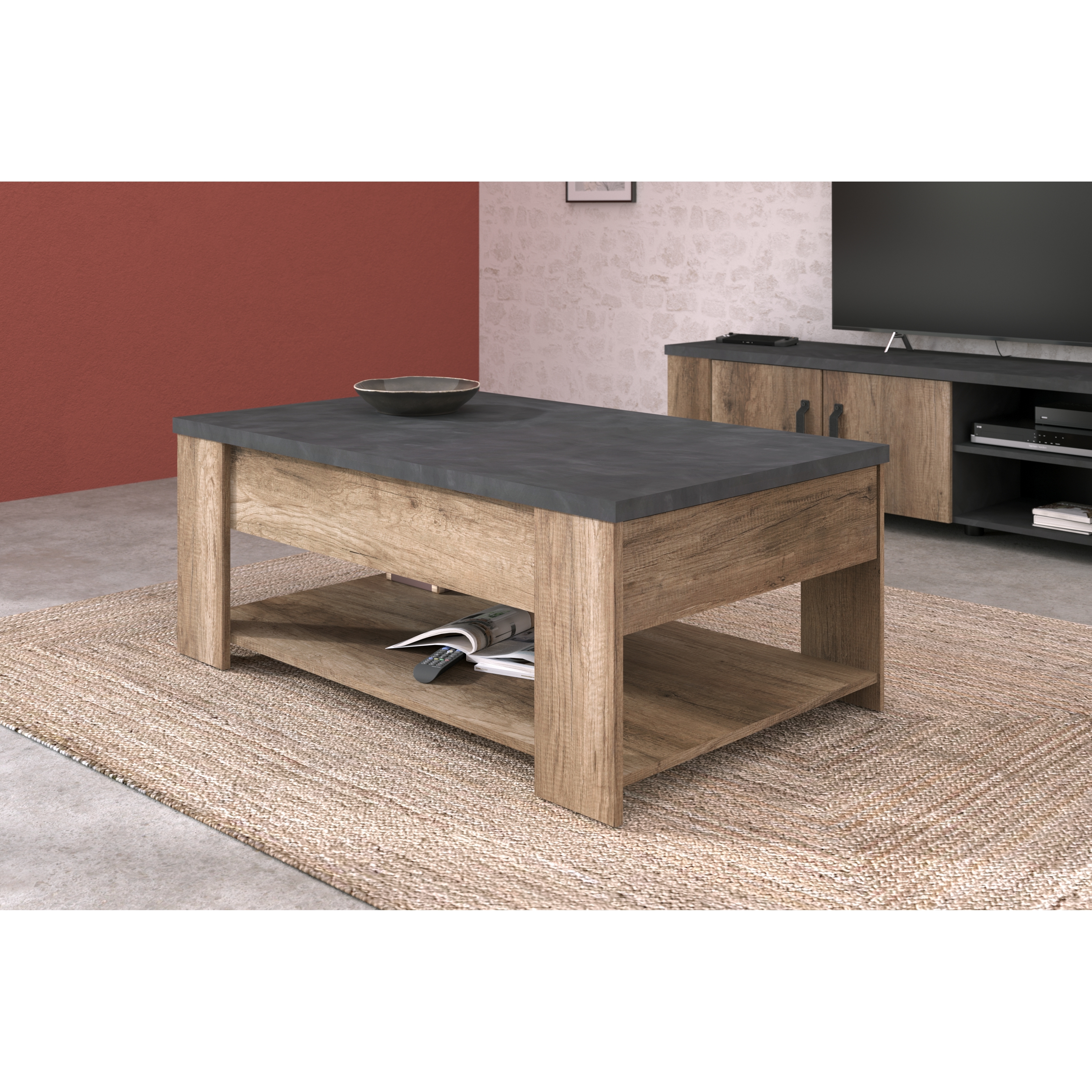 Voir la diapositive 2 : Table basse rectangle L110 cm 1 tiroir TORSTEN