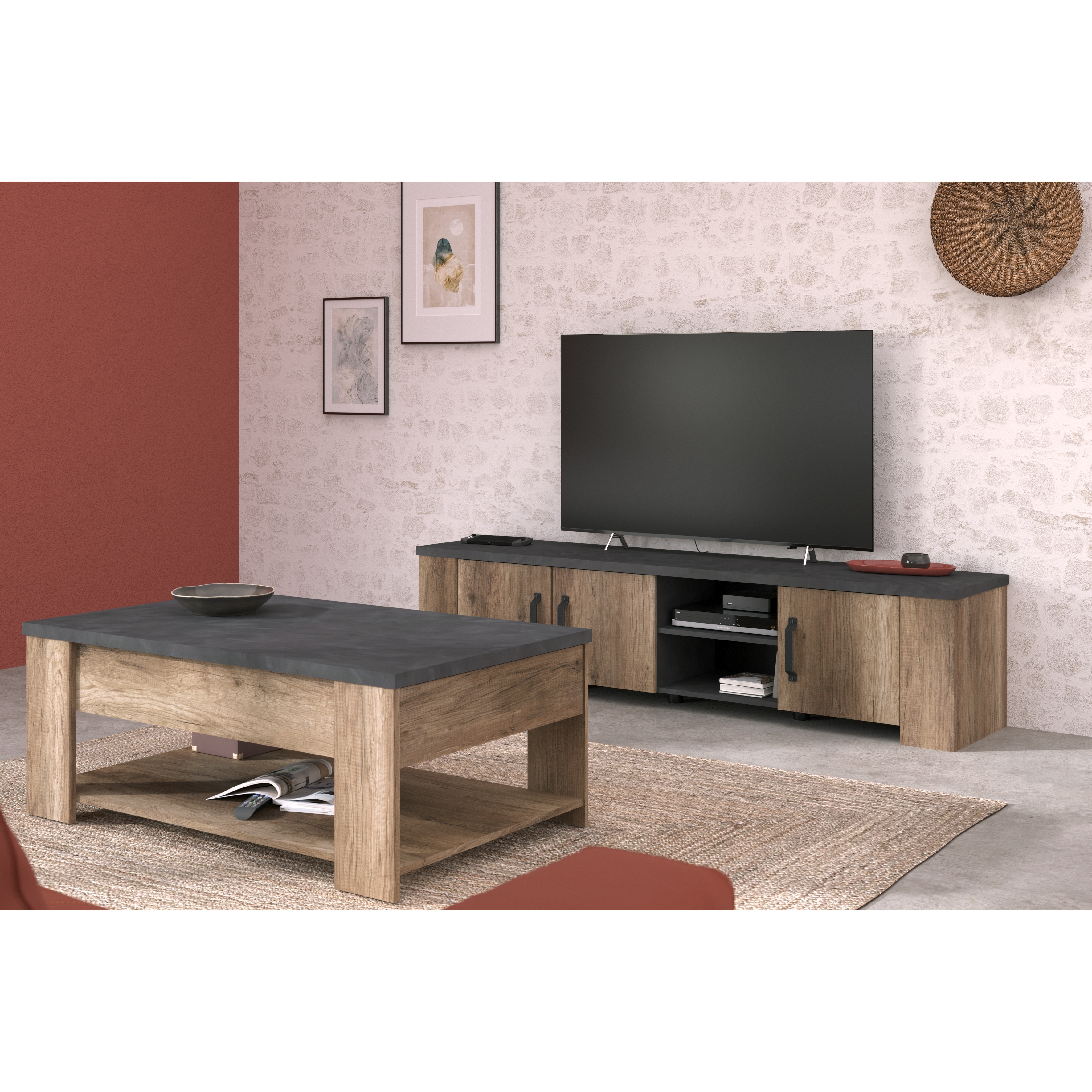 Voir la diapositive 3 : Table basse rectangle L110 cm 1 tiroir TORSTEN