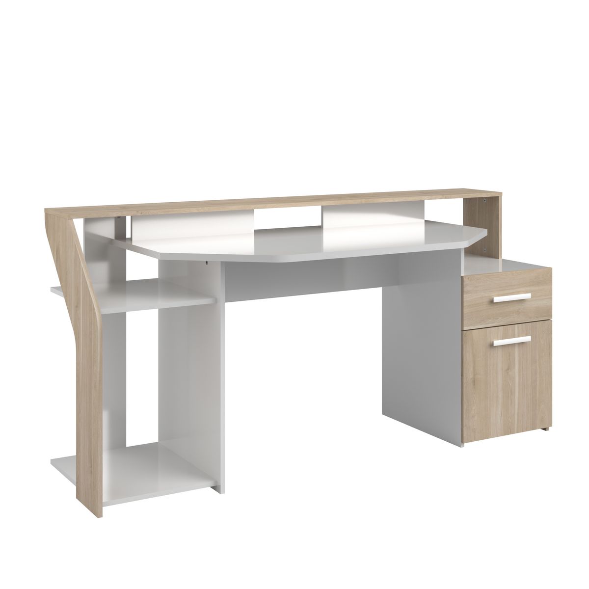 Bureau droit 1 tiroir 1 porte L178 cm SILVER