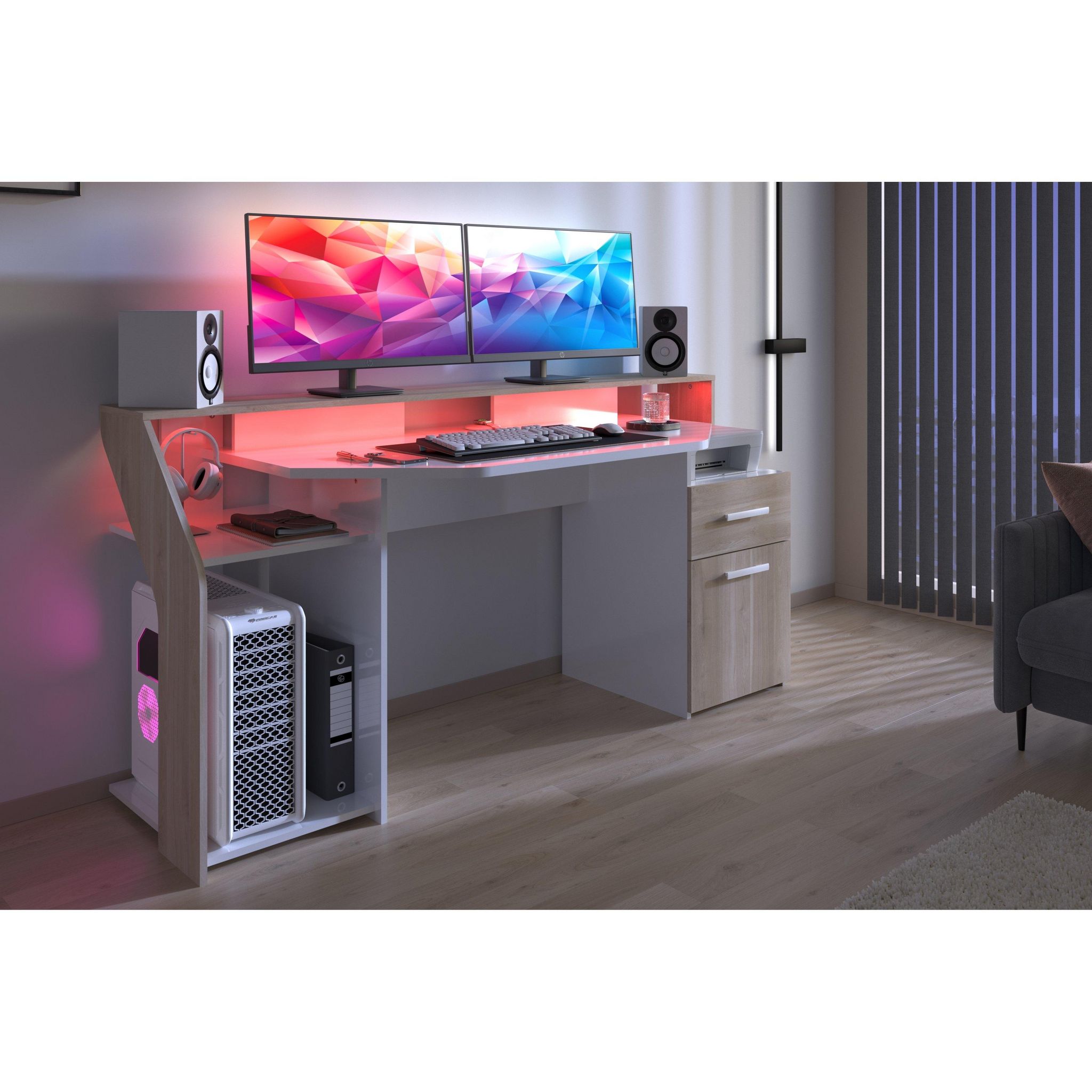 Voir la diapositive 13 : Bureau droit 1 tiroir 1 porte L178 cm SILVER