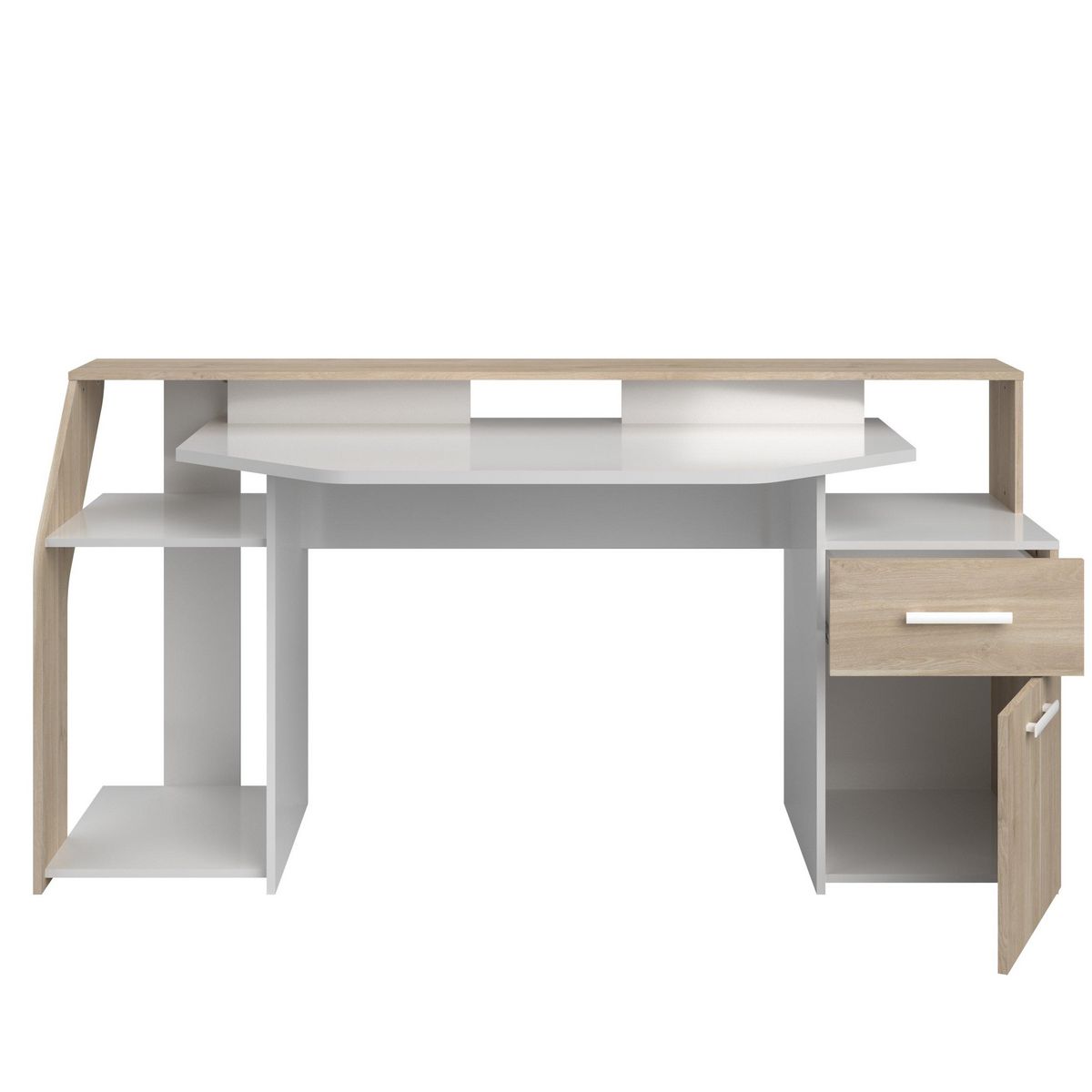 Bureau droit 1 tiroir 1 porte L178 cm SILVER