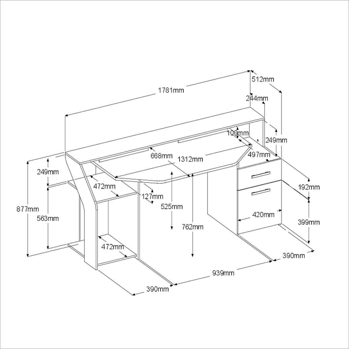 Voir la diapositive 17 : Bureau droit 1 tiroir 1 porte L178 cm SILVER