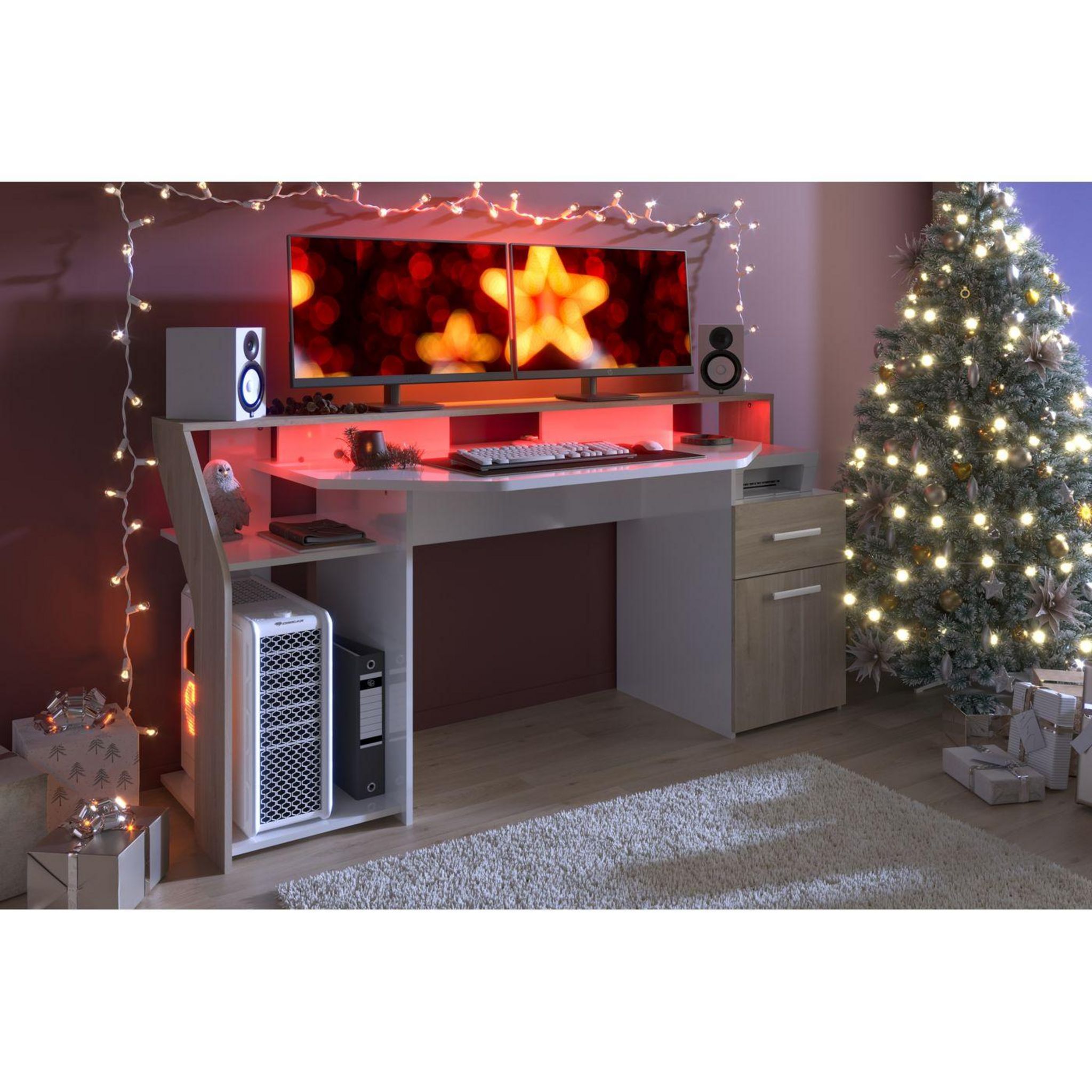 Voir la diapositive 3 : Bureau droit 1 tiroir 1 porte L178 cm SILVER