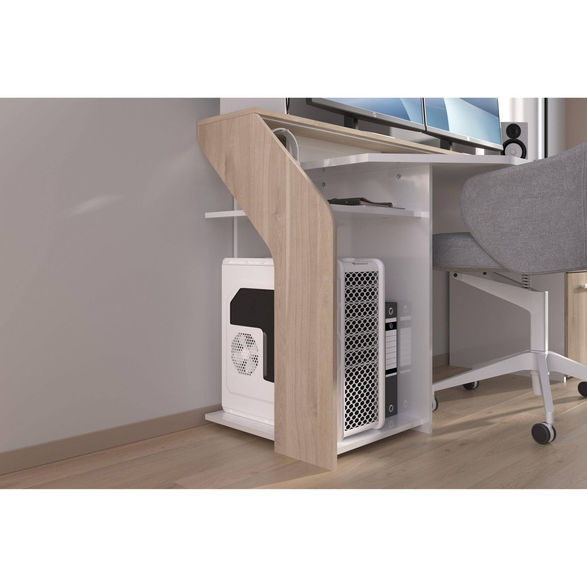 Voir la diapositive 6 : Bureau droit 1 tiroir 1 porte L178 cm SILVER