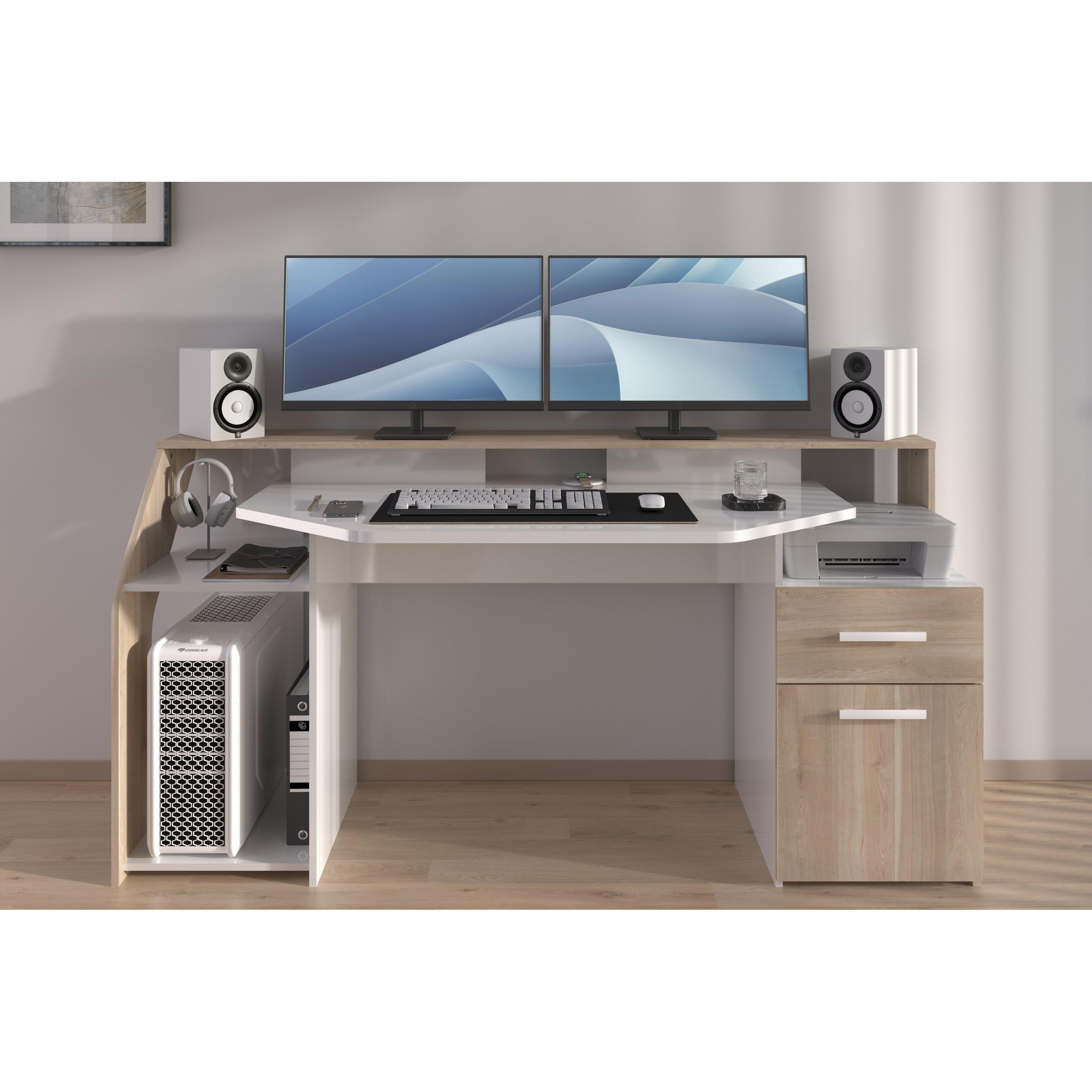 Voir la diapositive 9 : Bureau droit 1 tiroir 1 porte L178 cm SILVER