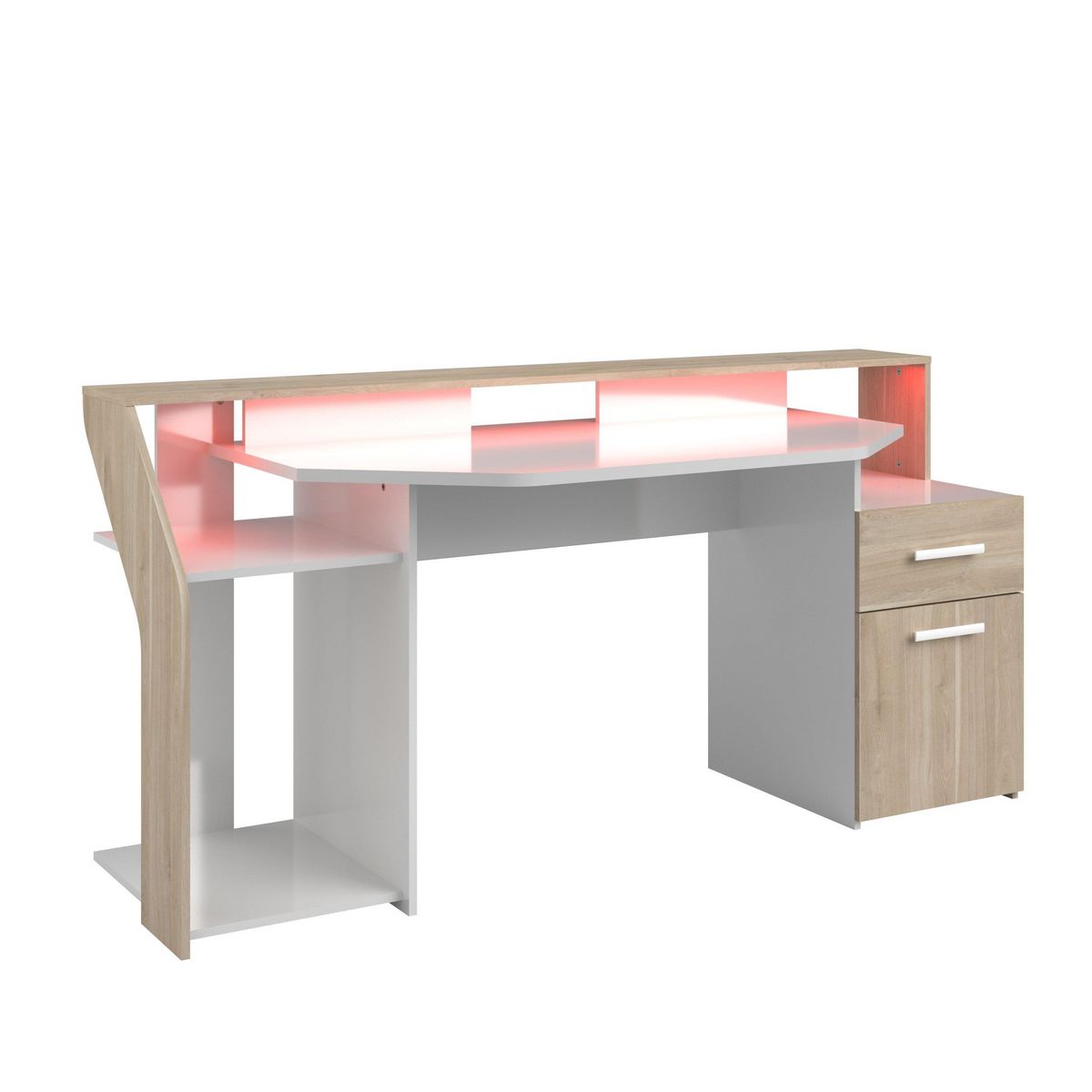 Bureau droit 1 tiroir 1 porte L178 cm SILVER
